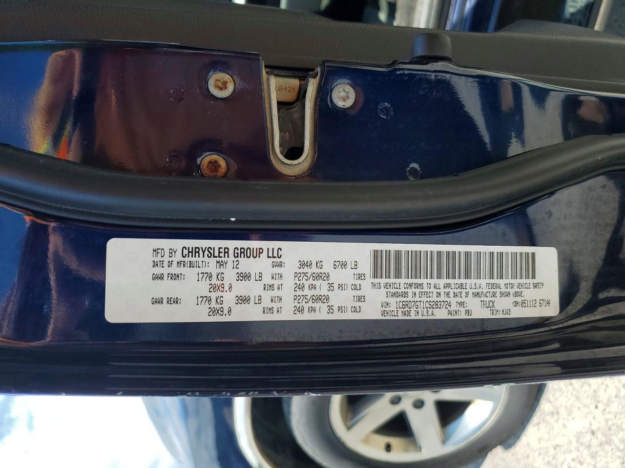 2012 Dodge Ram 1500 Slt Blue vin: 1C6RD7GT1CS283724