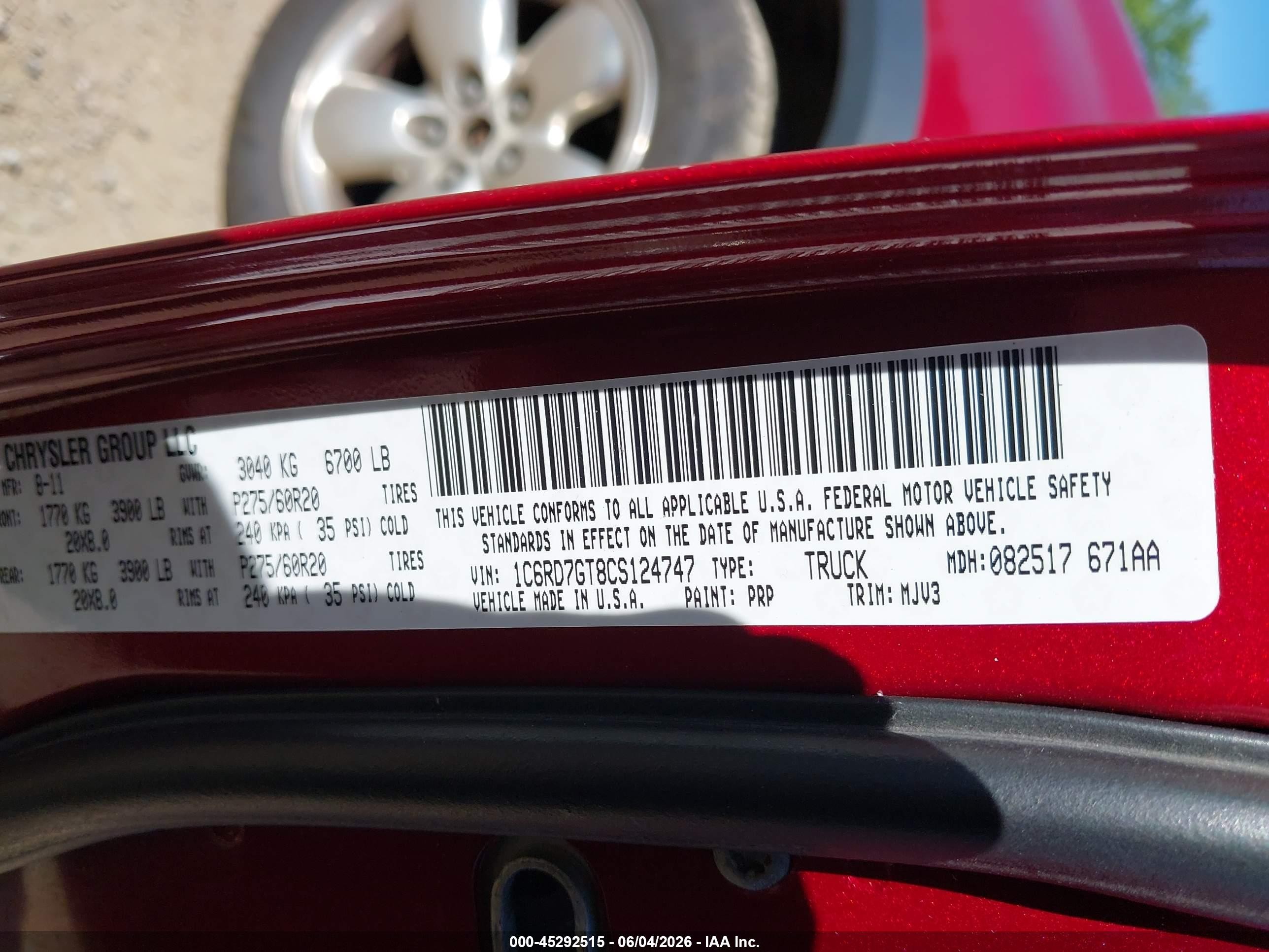 2012 Ram 1500 Slt Maroon vin: 1C6RD7GT8CS124747