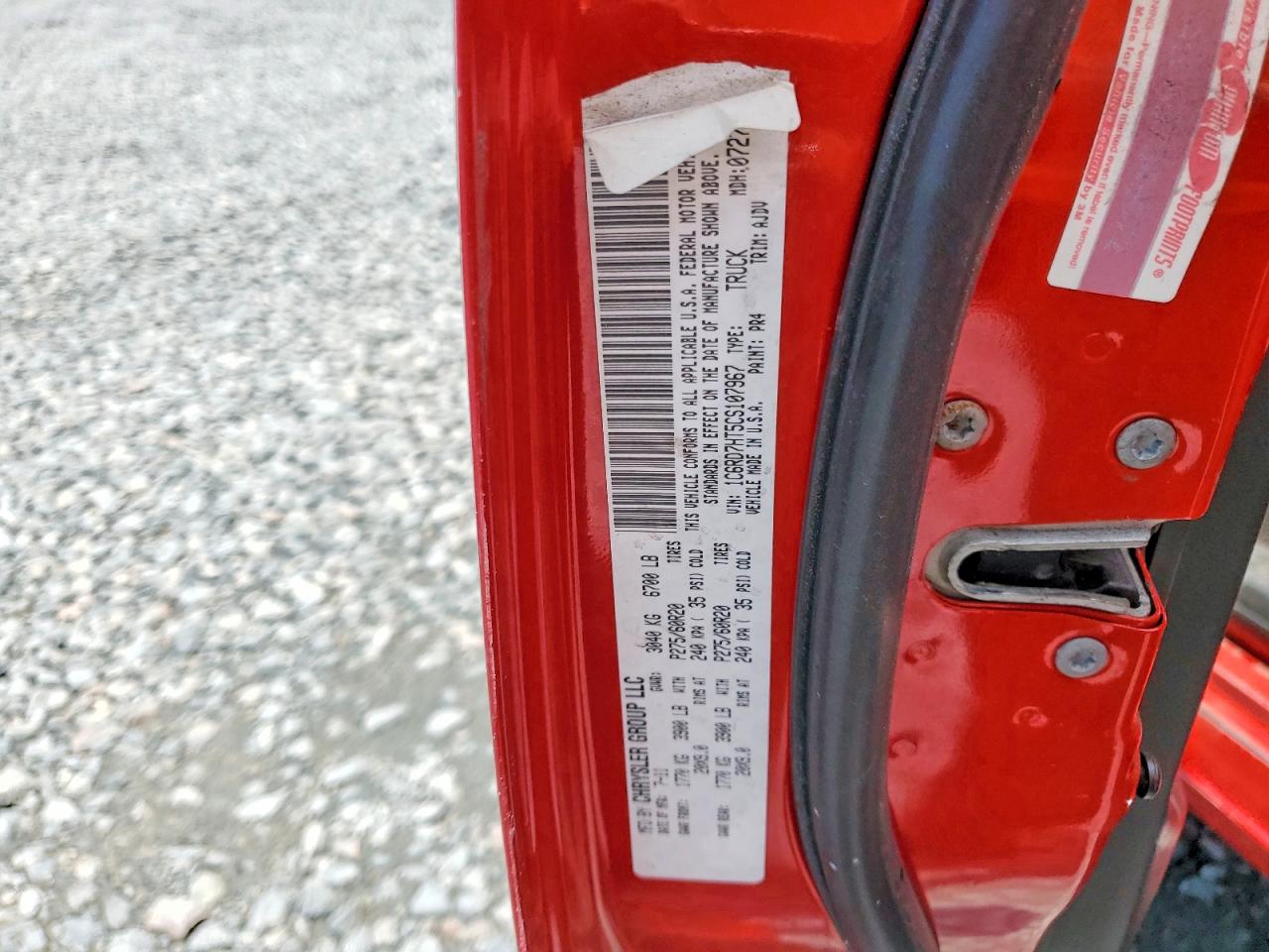 2012 Dodge Ram 1500 Sport Red vin: 1C6RD7HT5CS107967