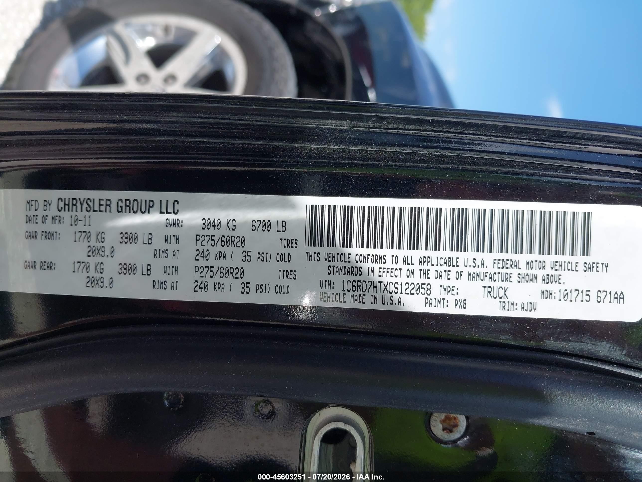 2012 Ram 1500 Sport Black vin: 1C6RD7HTXCS122058