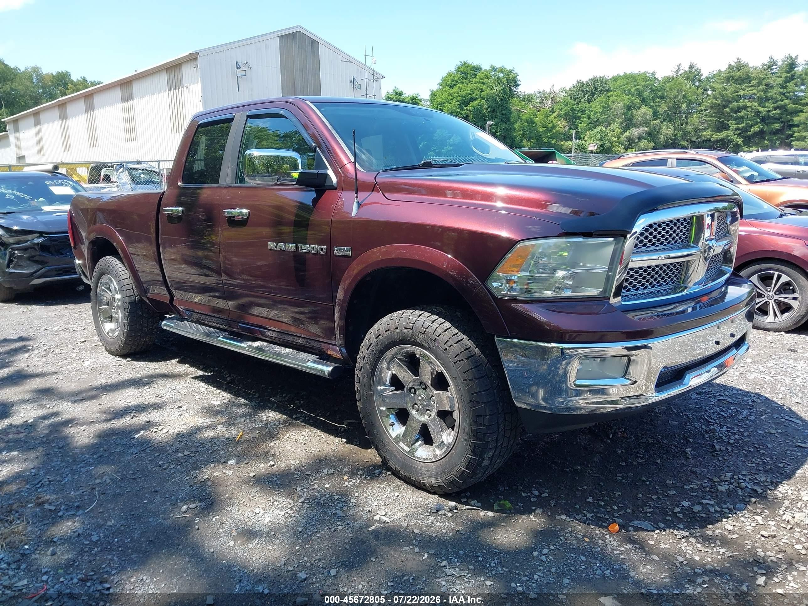 2012 Ram 1500 Laramie Burgundy vin: 1C6RD7JT7CS148823
