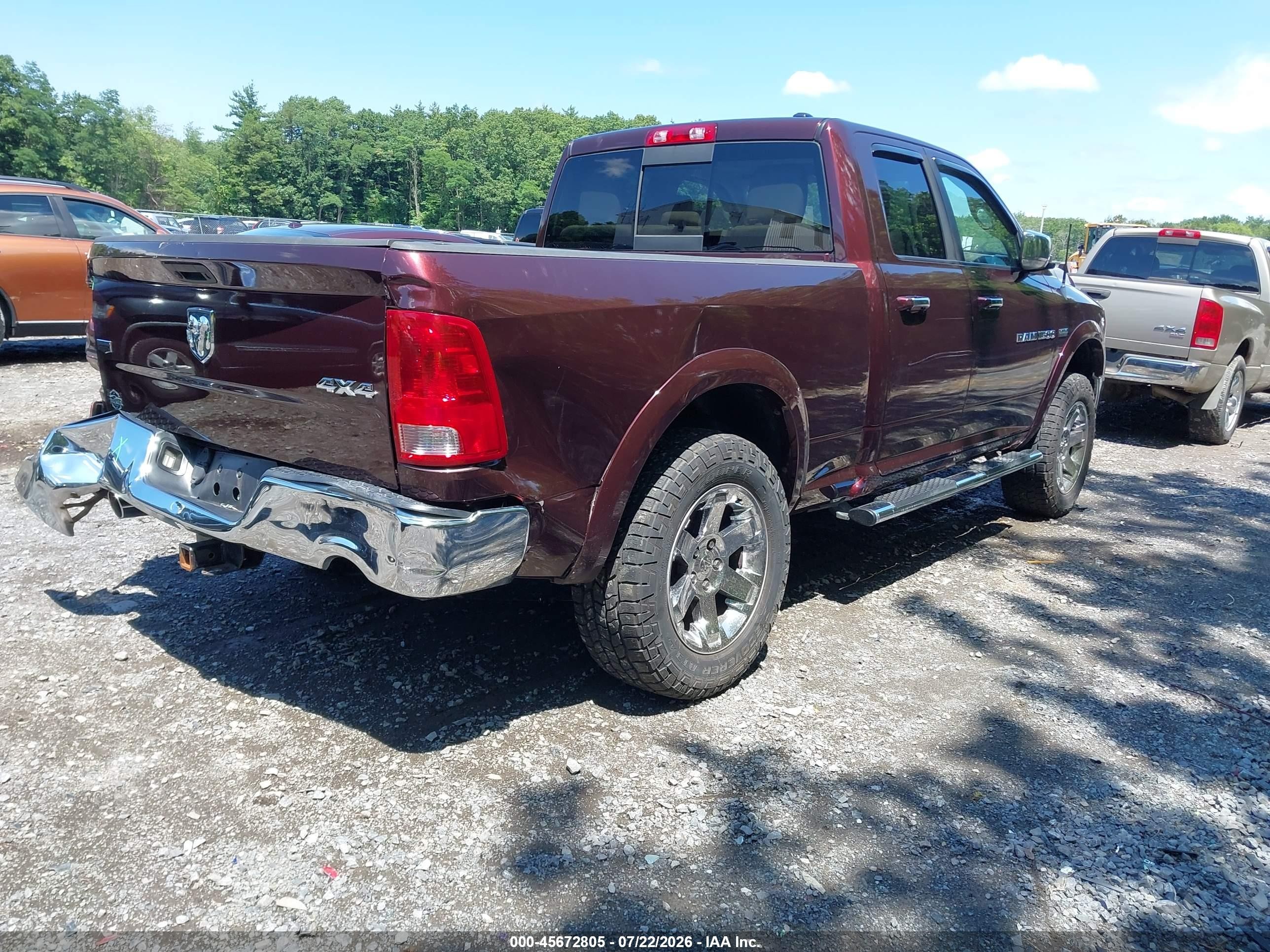 2012 Ram 1500 Laramie Burgundy vin: 1C6RD7JT7CS148823
