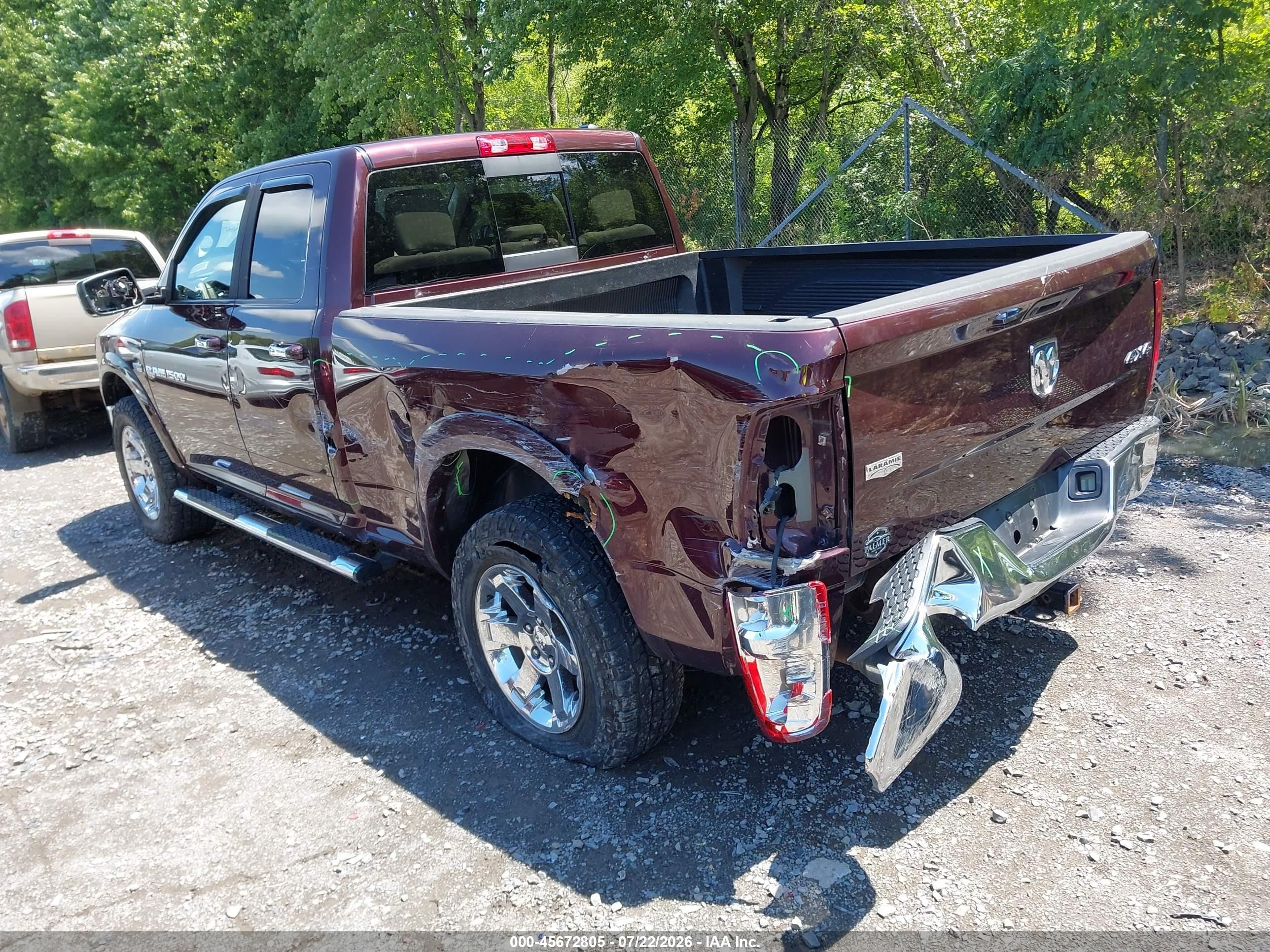 2012 Ram 1500 Laramie Burgundy vin: 1C6RD7JT7CS148823