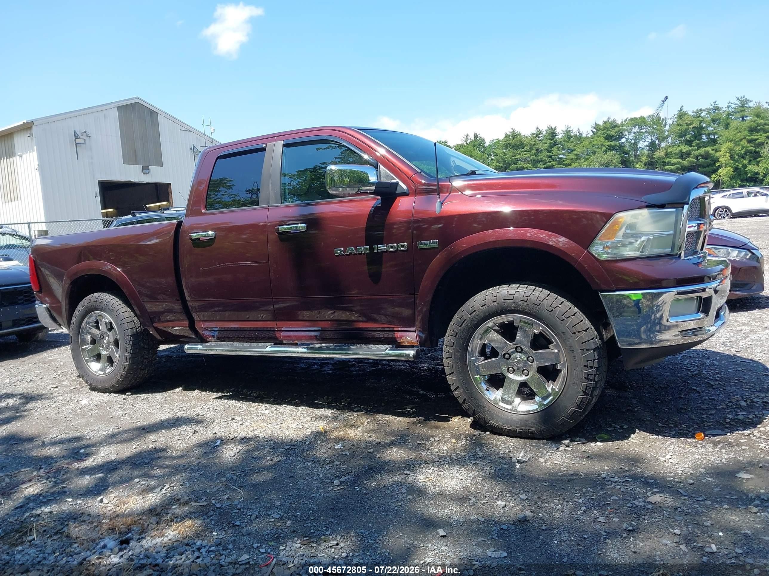 2012 Ram 1500 Laramie Burgundy vin: 1C6RD7JT7CS148823