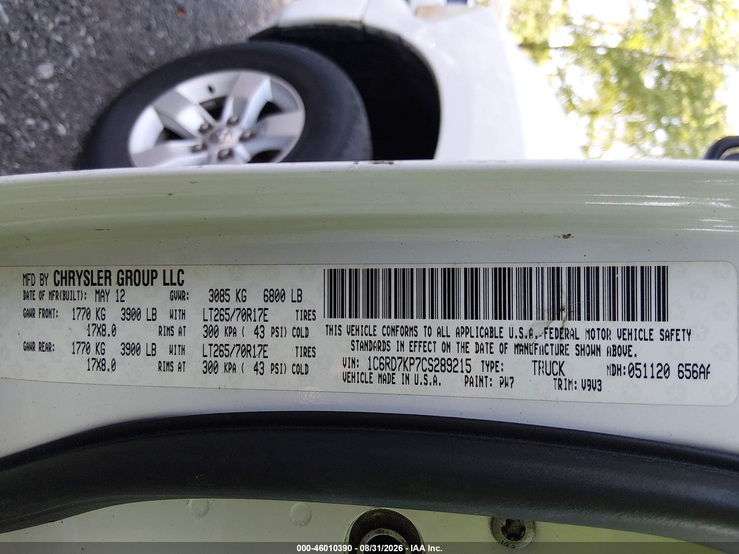 2012 Ram 1500 Tradesman White vin: 1C6RD7KP7CS289215