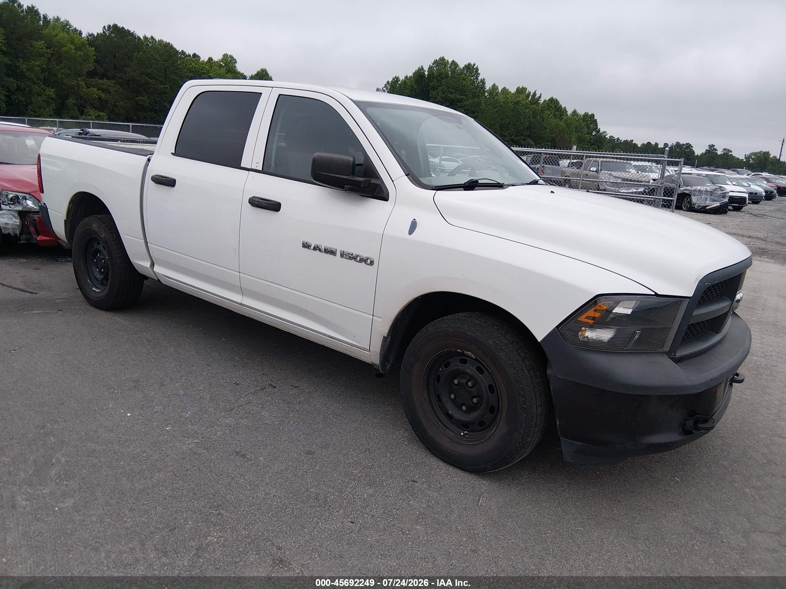 2012 Ram 1500 St White vin: 1C6RD7KP9CS319265