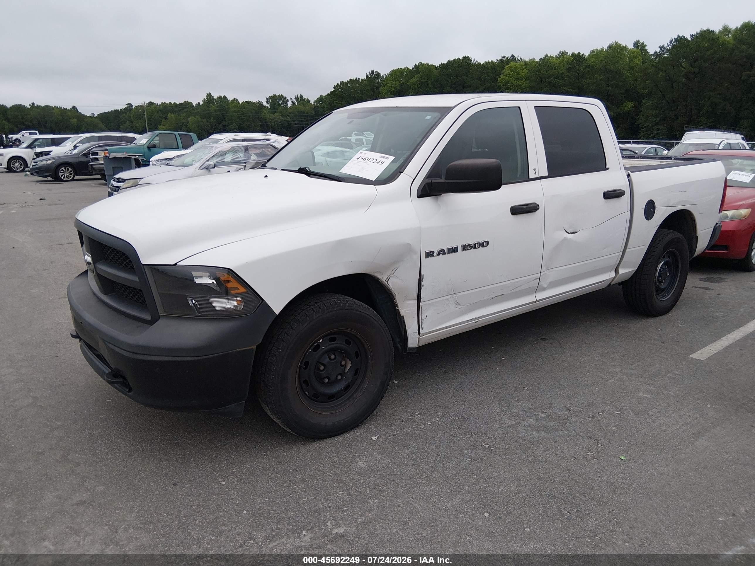 2012 Ram 1500 St White vin: 1C6RD7KP9CS319265
