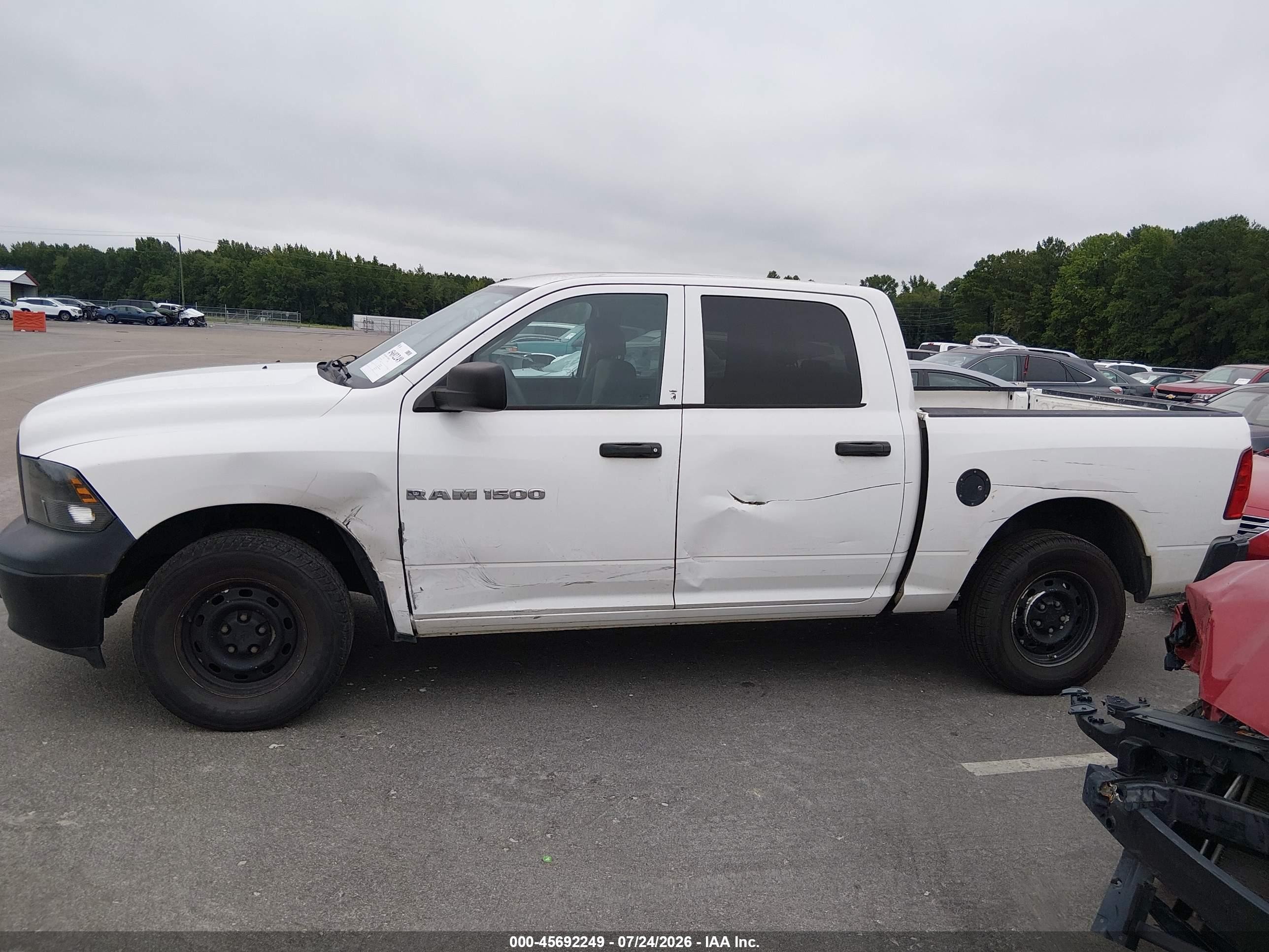 2012 Ram 1500 St White vin: 1C6RD7KP9CS319265