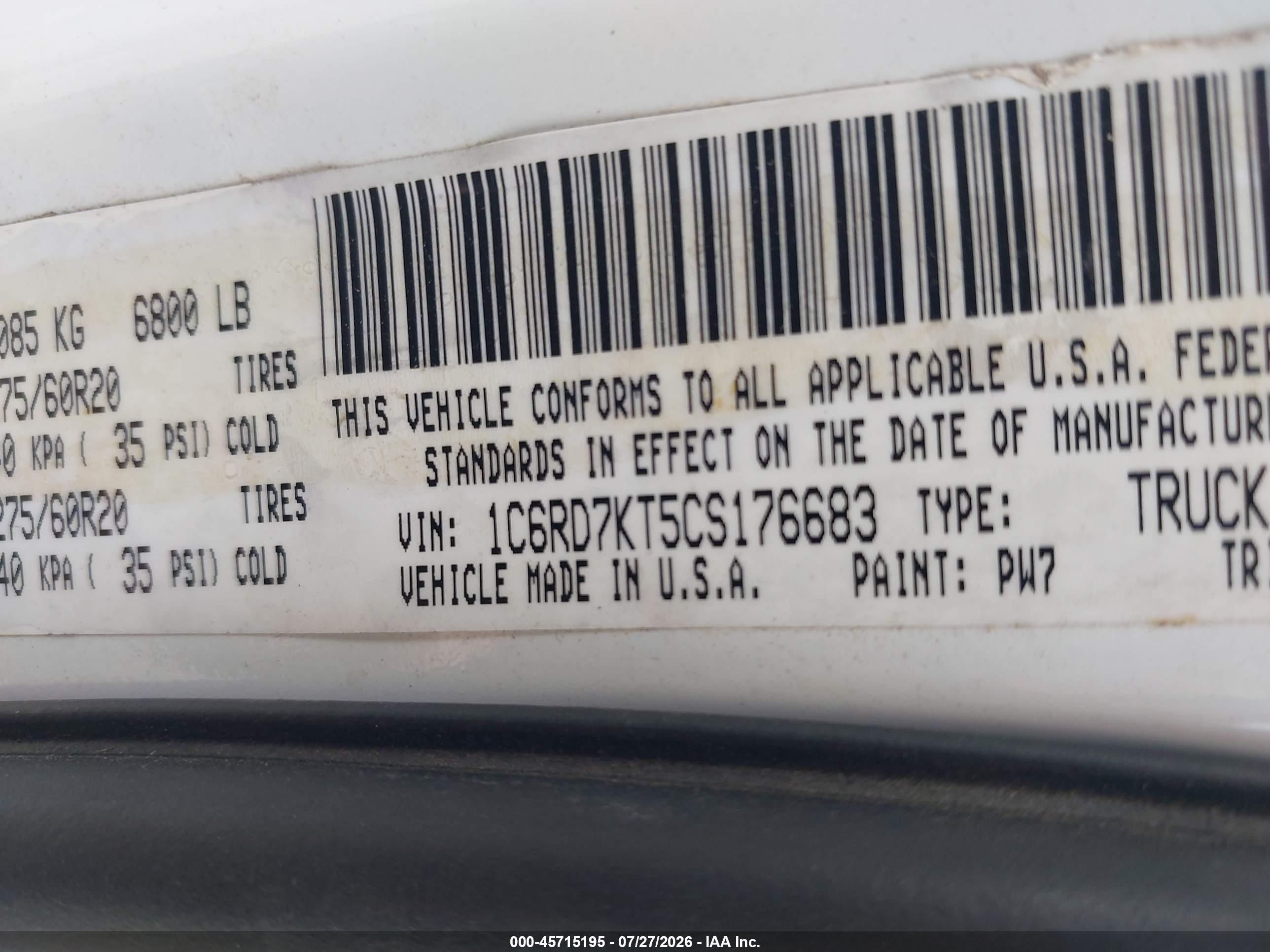 2012 Ram 1500 Express White vin: 1C6RD7KT5CS176683