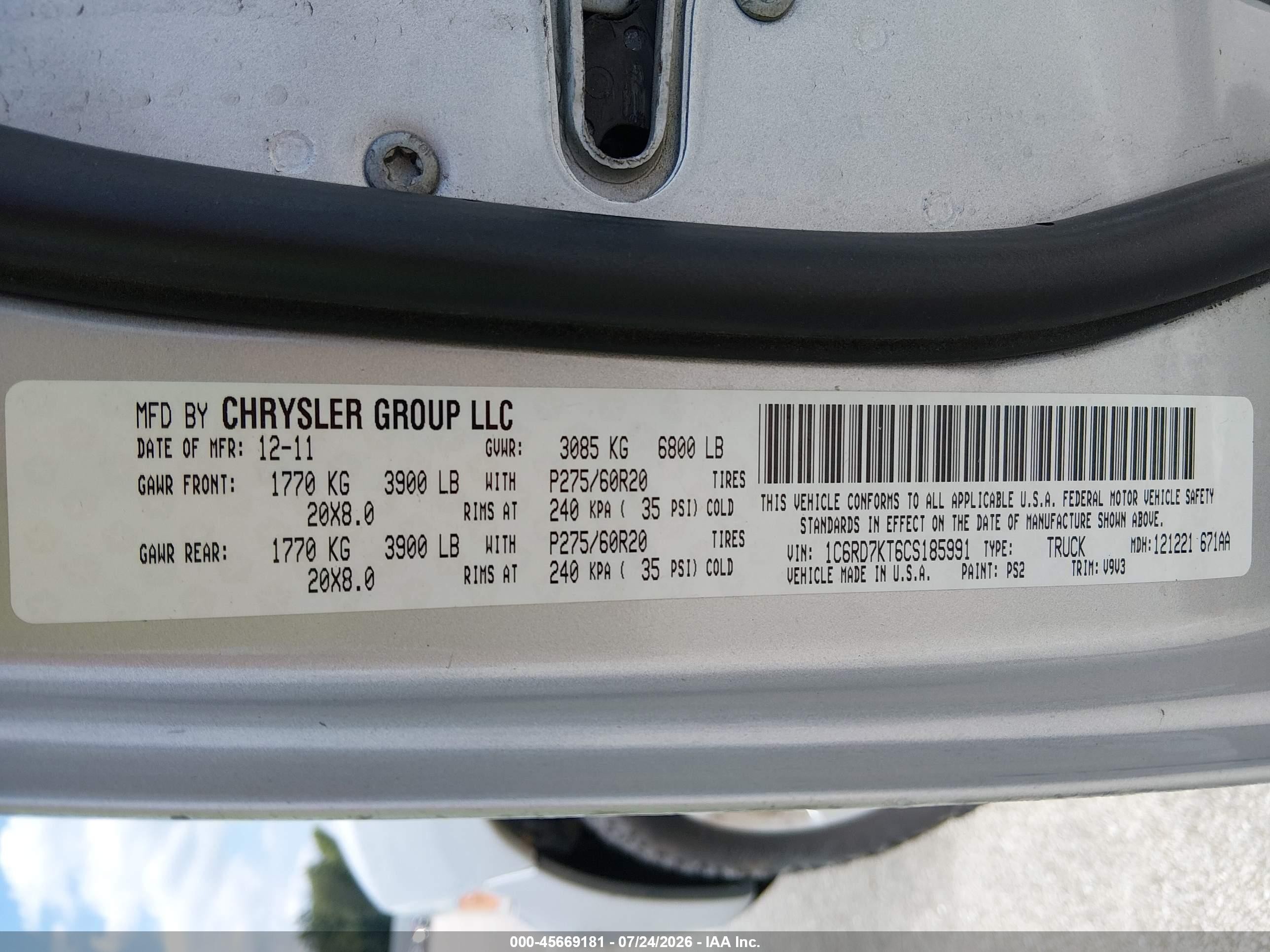 2012 Ram 1500 St Silver vin: 1C6RD7KT6CS185991