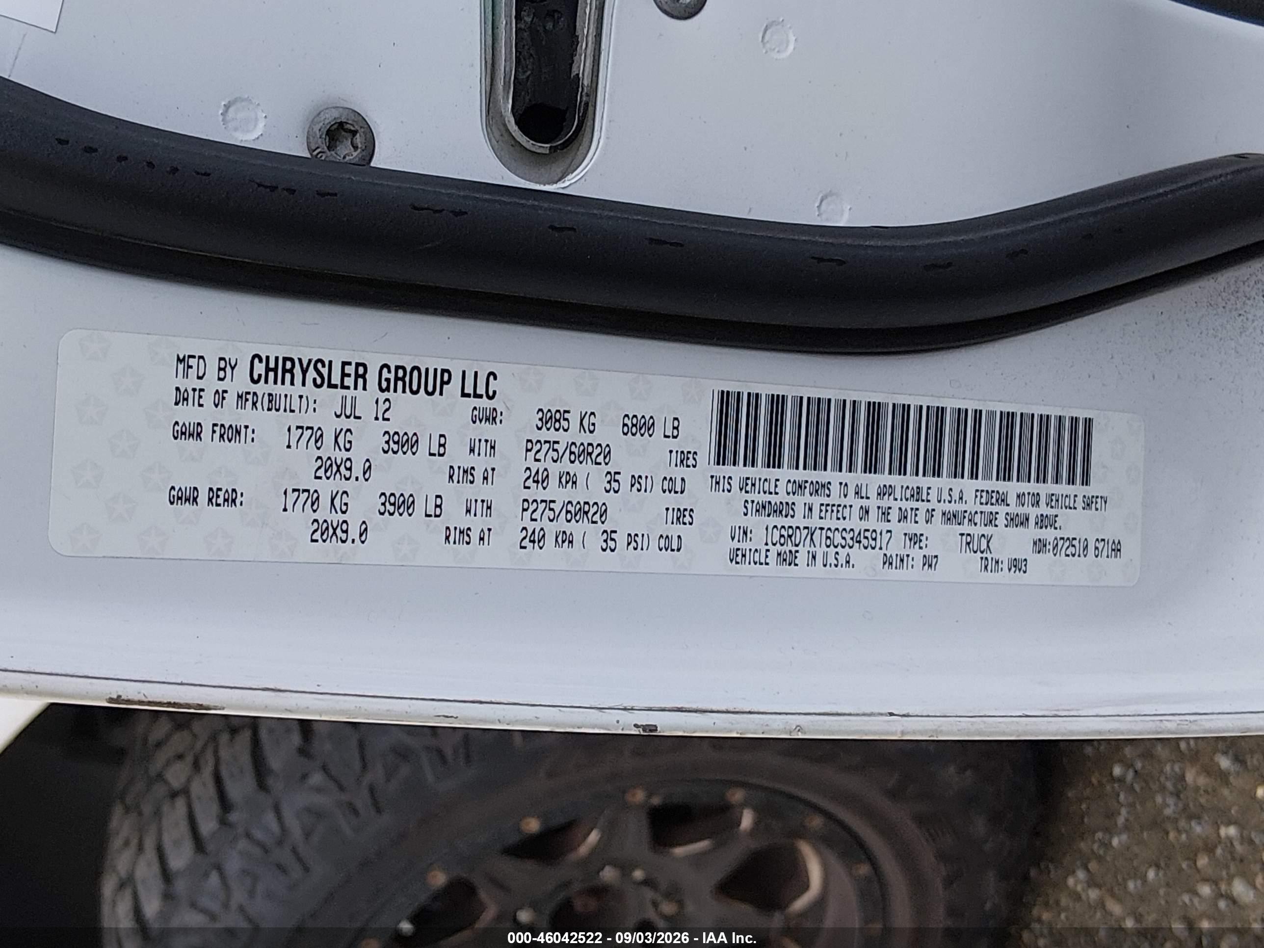 2012 Ram 1500 Express White vin: 1C6RD7KT6CS345917
