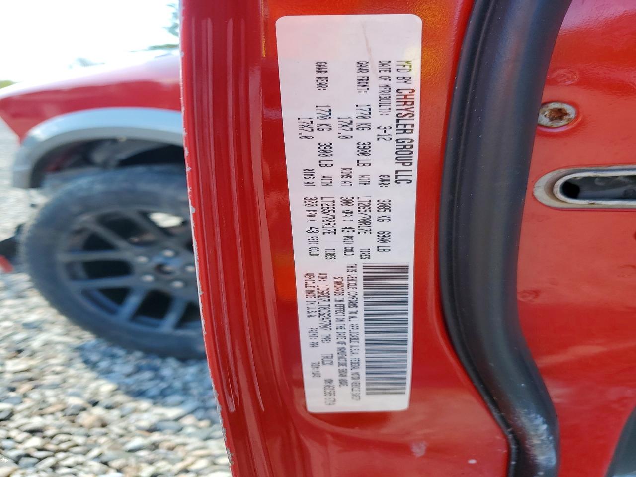 2012 Dodge Ram 1500 Slt Red vin: 1C6RD7LT0CS247707