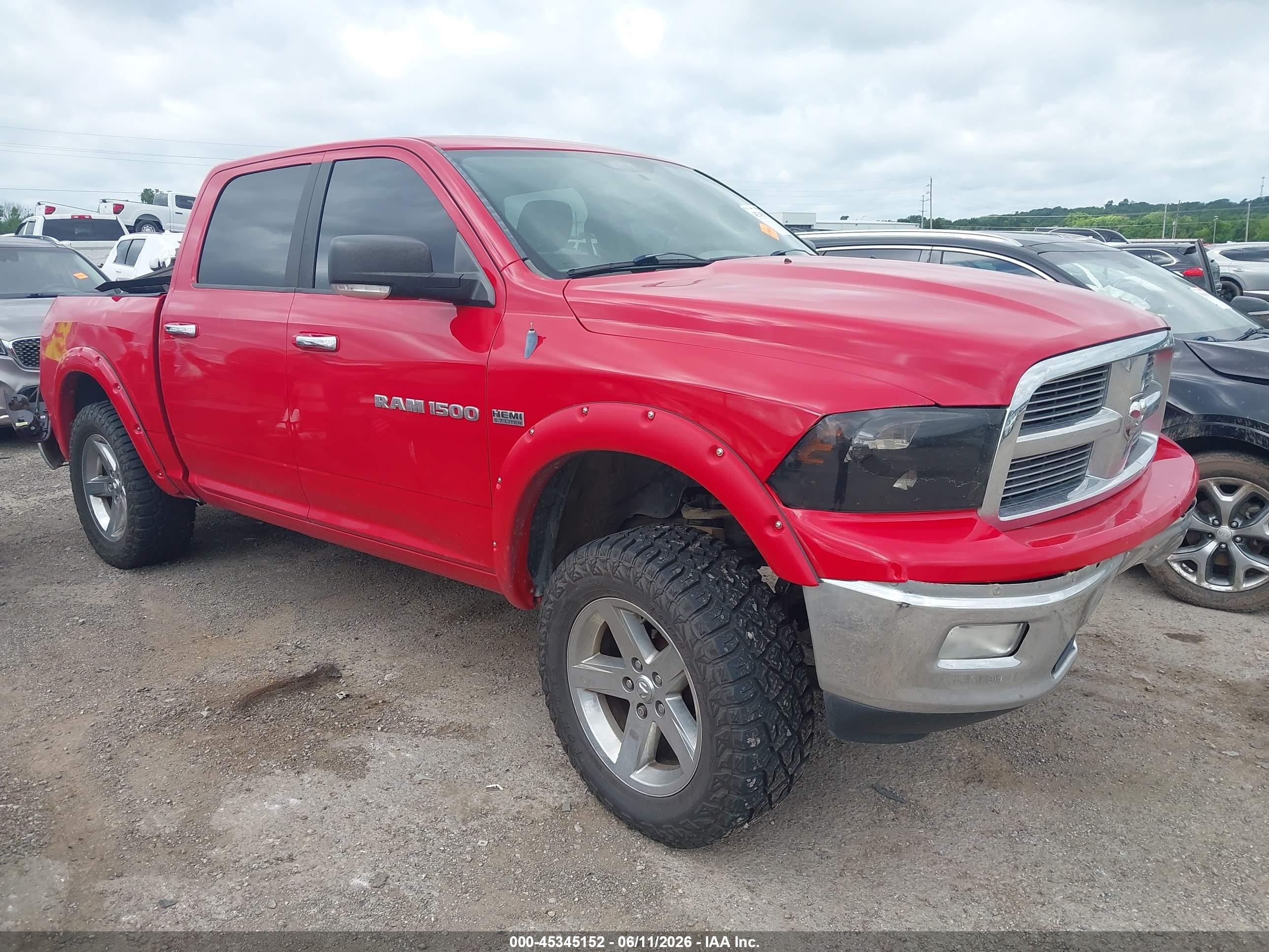 2012 Ram 1500 Slt Red vin: 1C6RD7LT1CS167753