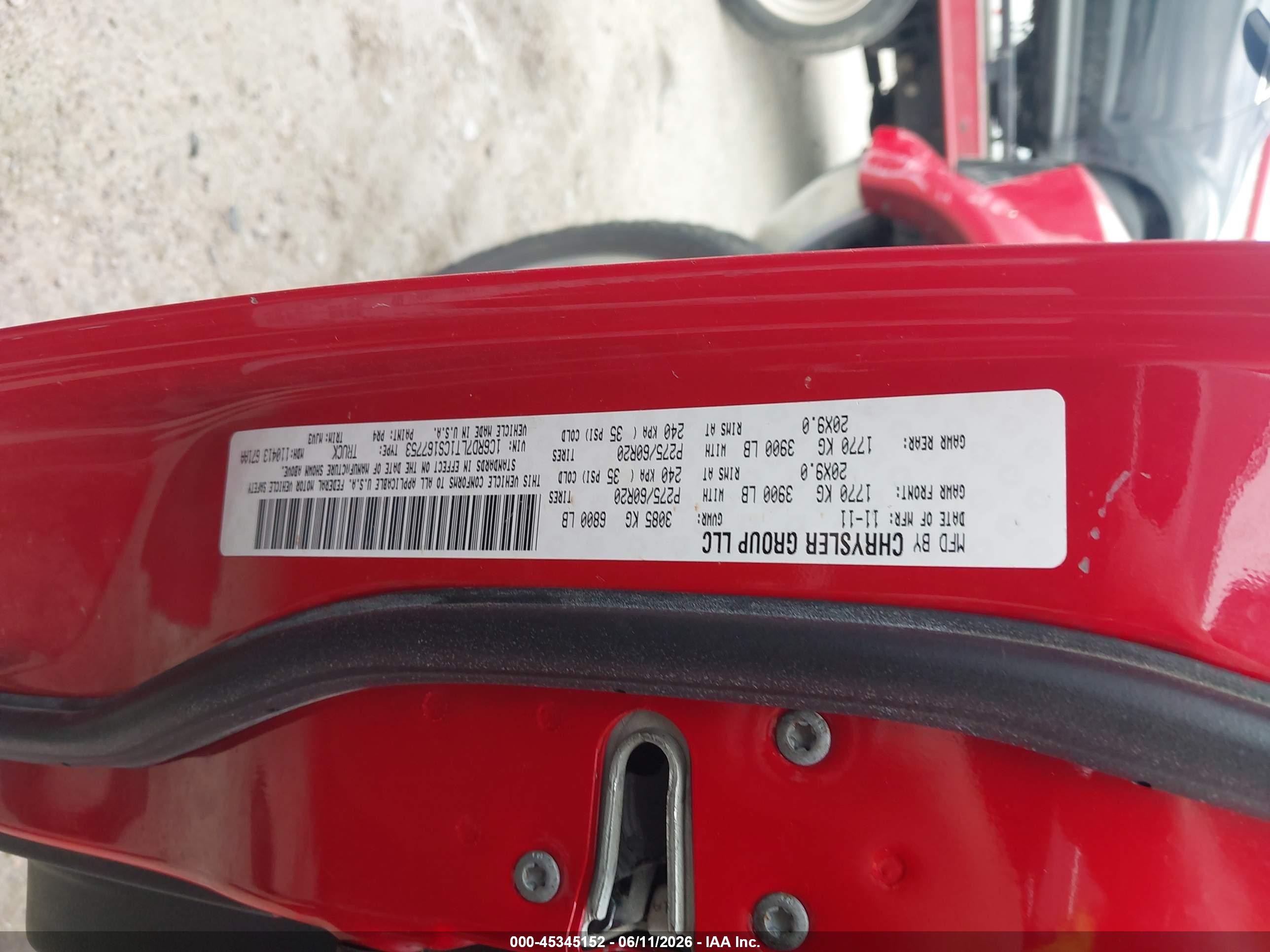 2012 Ram 1500 Slt Red vin: 1C6RD7LT1CS167753
