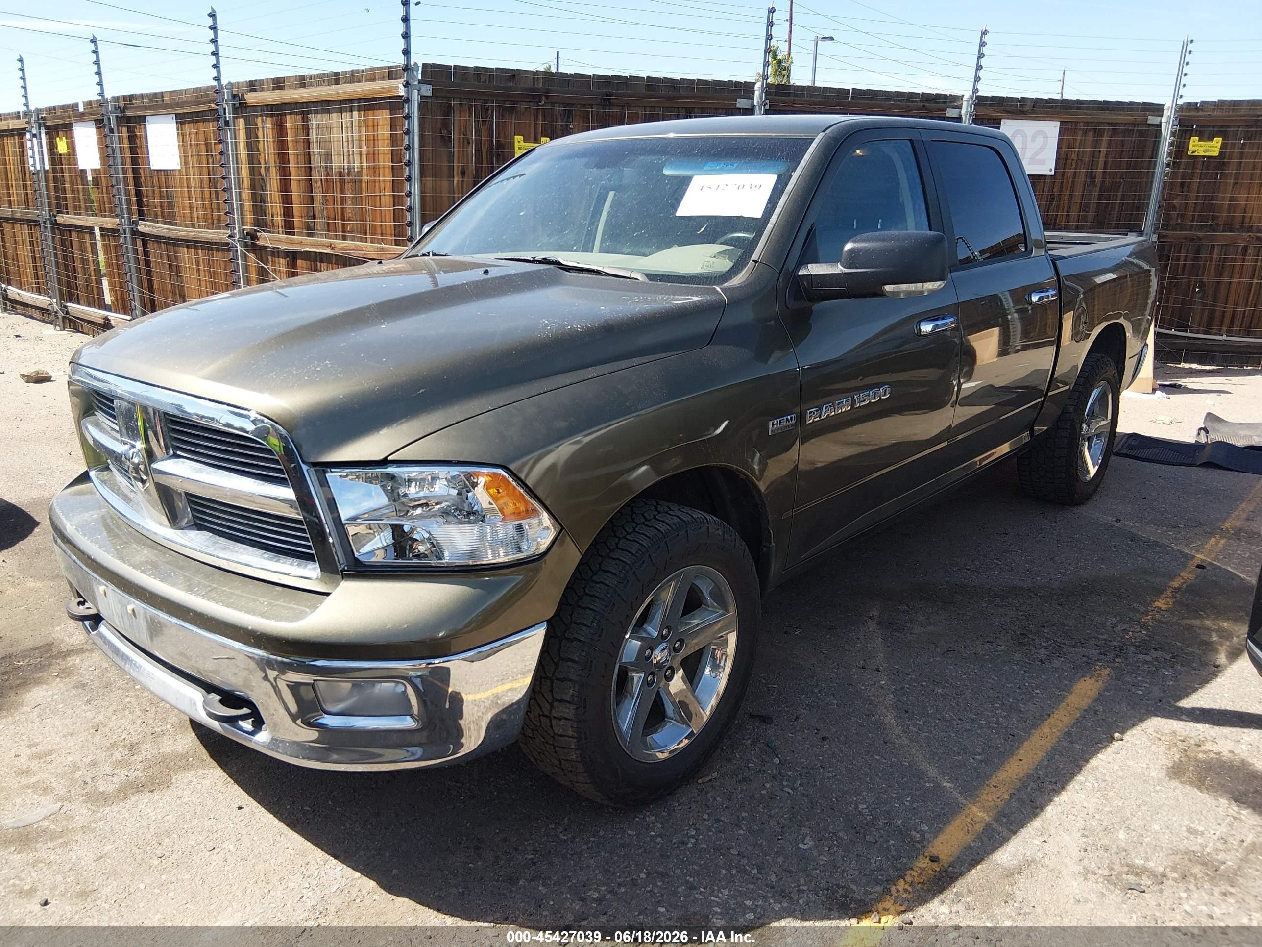 2012 Ram 1500 Slt Green vin: 1C6RD7LT1CS290775