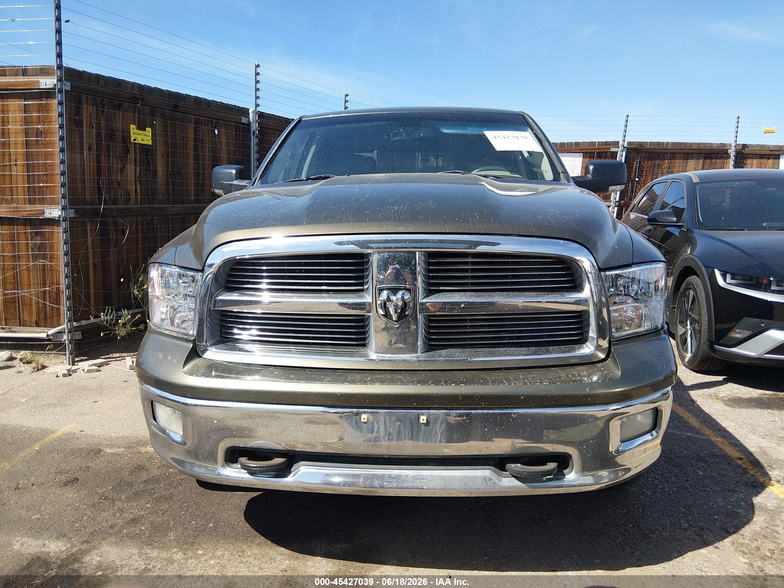 2012 Ram 1500 Slt Green vin: 1C6RD7LT1CS290775