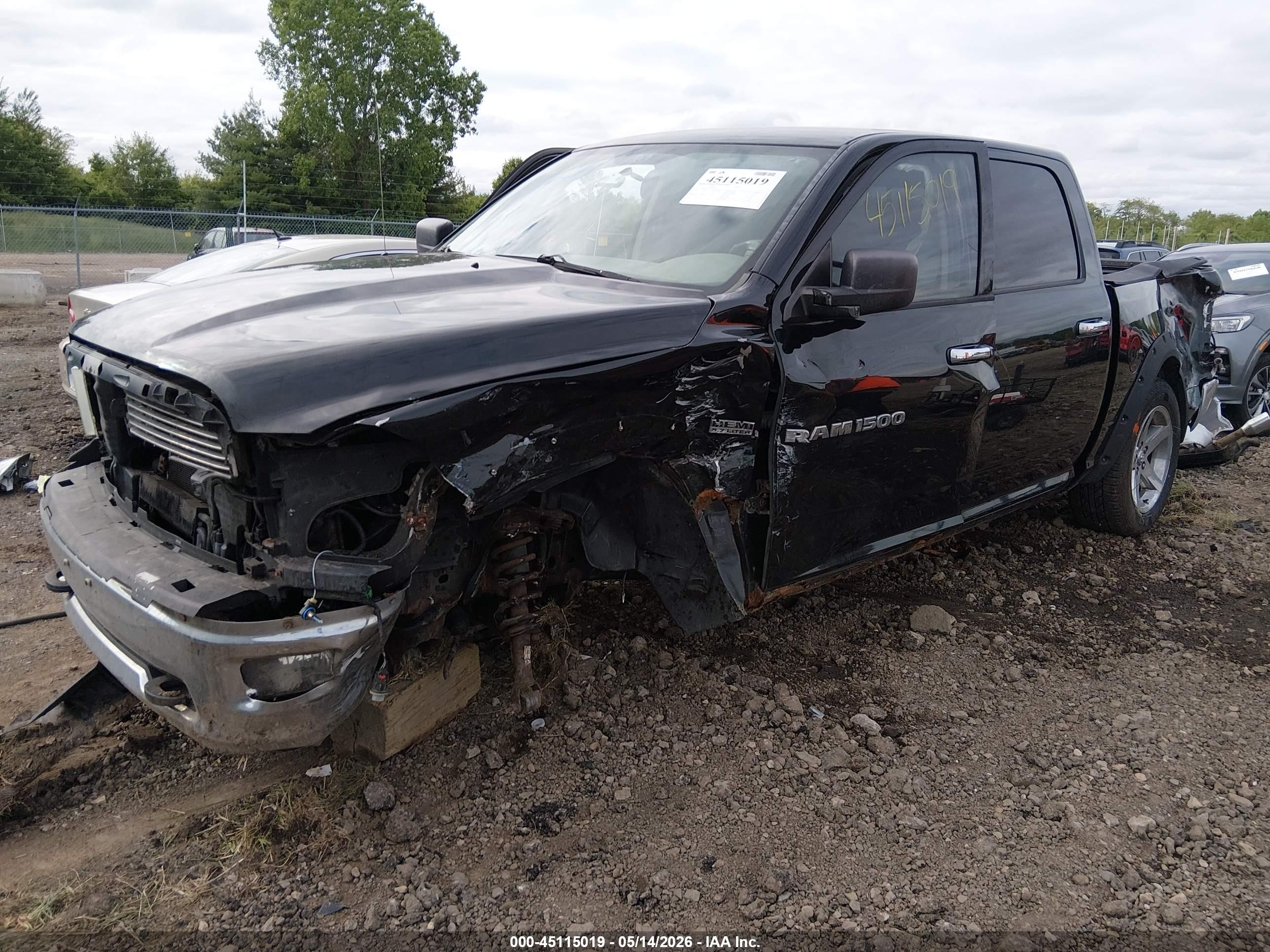 2012 Ram 1500 Slt Черный vin: 1C6RD7LT2CS161007