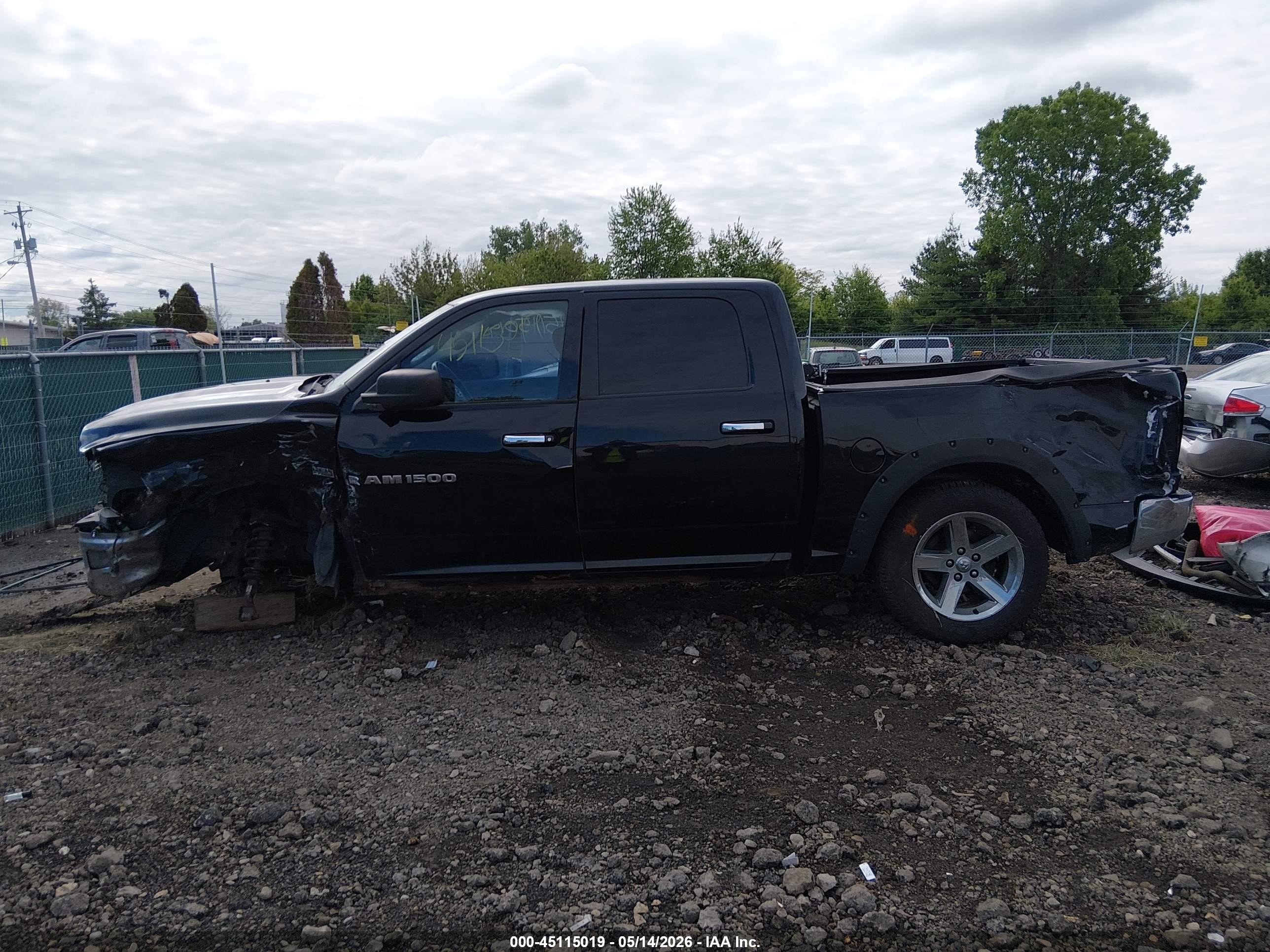 2012 Ram 1500 Slt Черный vin: 1C6RD7LT2CS161007