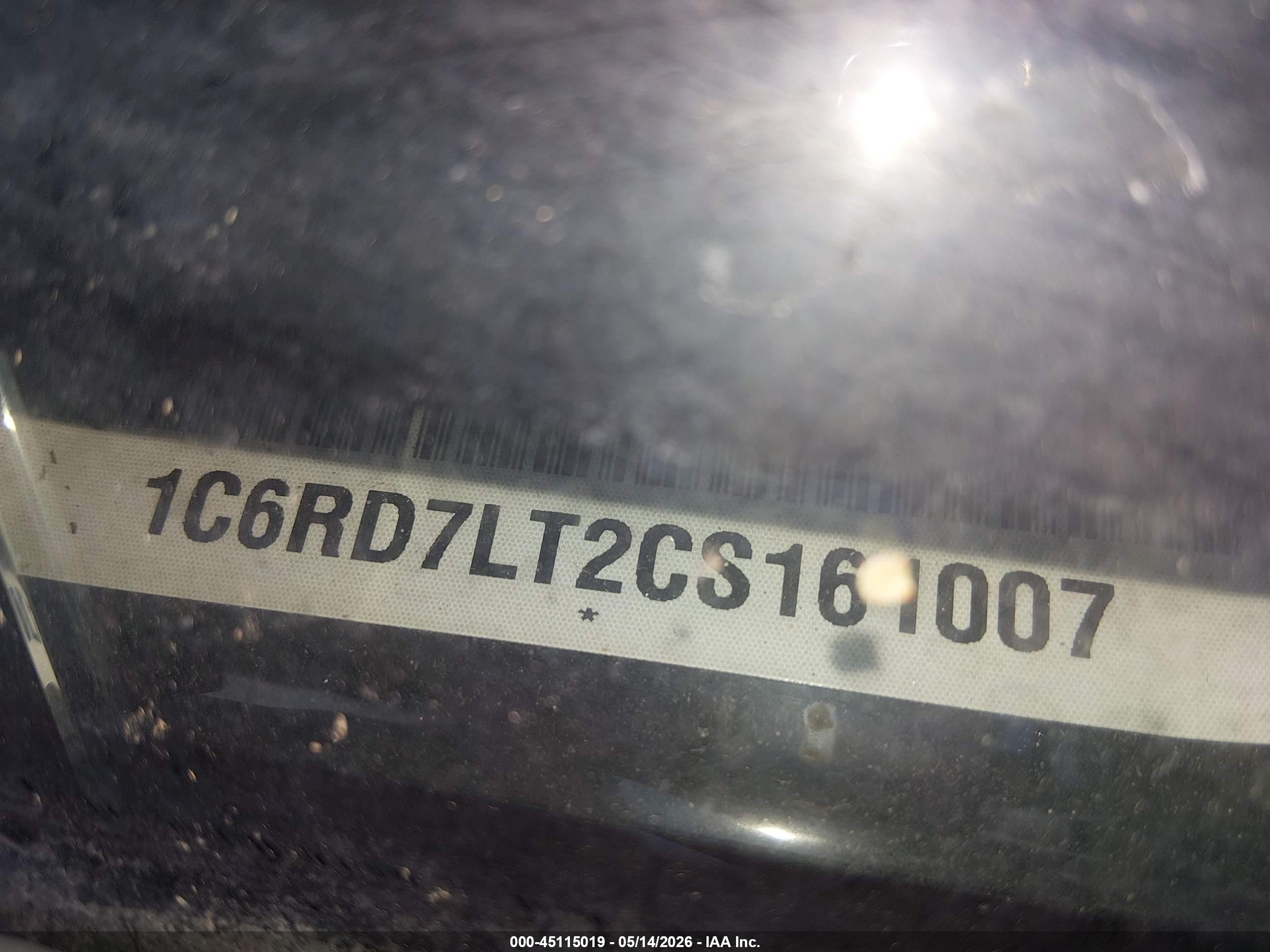 2012 Ram 1500 Slt Черный vin: 1C6RD7LT2CS161007