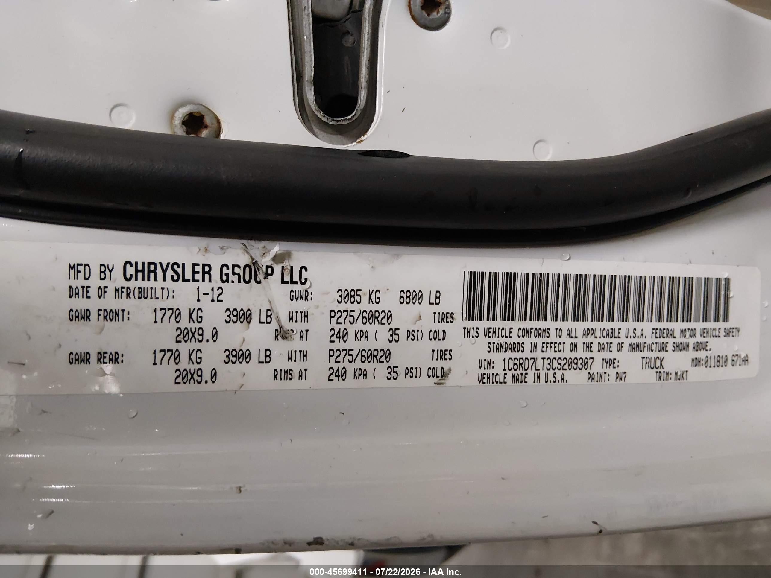 2012 Ram 1500 Lone Star White vin: 1C6RD7LT3CS209307