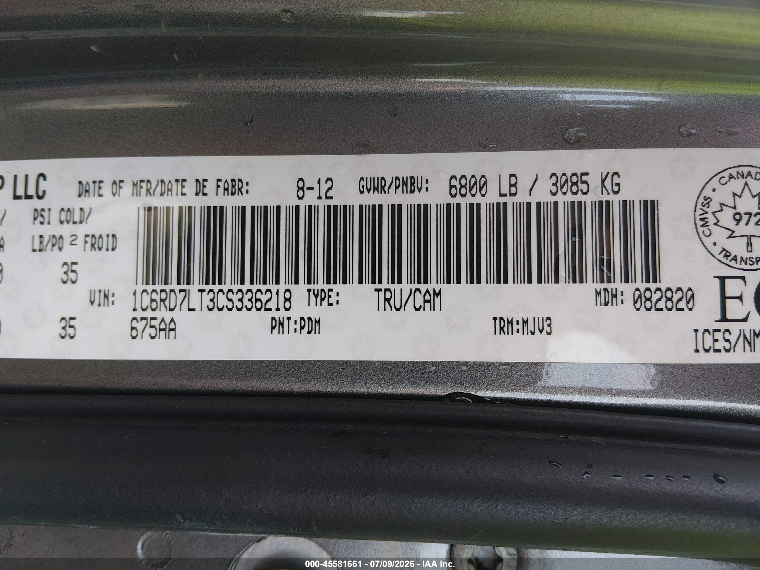 2012 Ram 1500 Big Horn Gray vin: 1C6RD7LT3CS336218