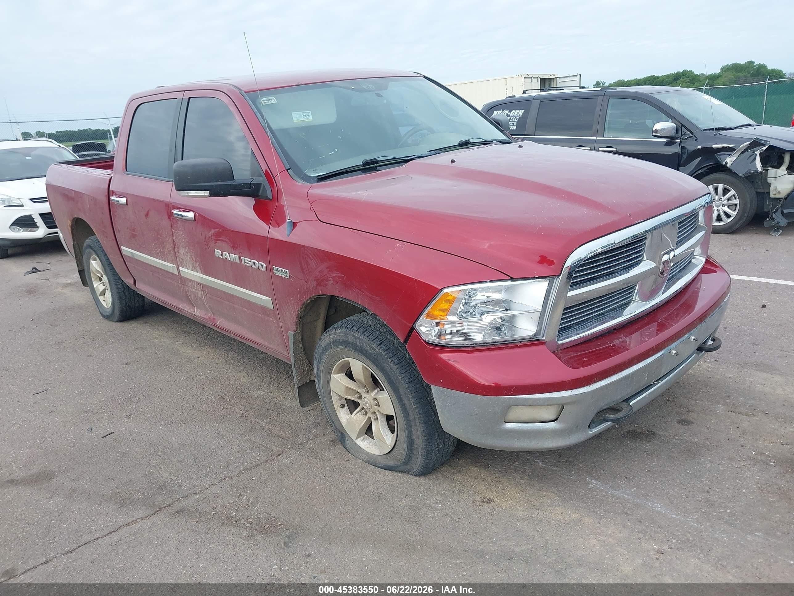 2012 Ram 1500 Slt Red vin: 1C6RD7LT6CS148695
