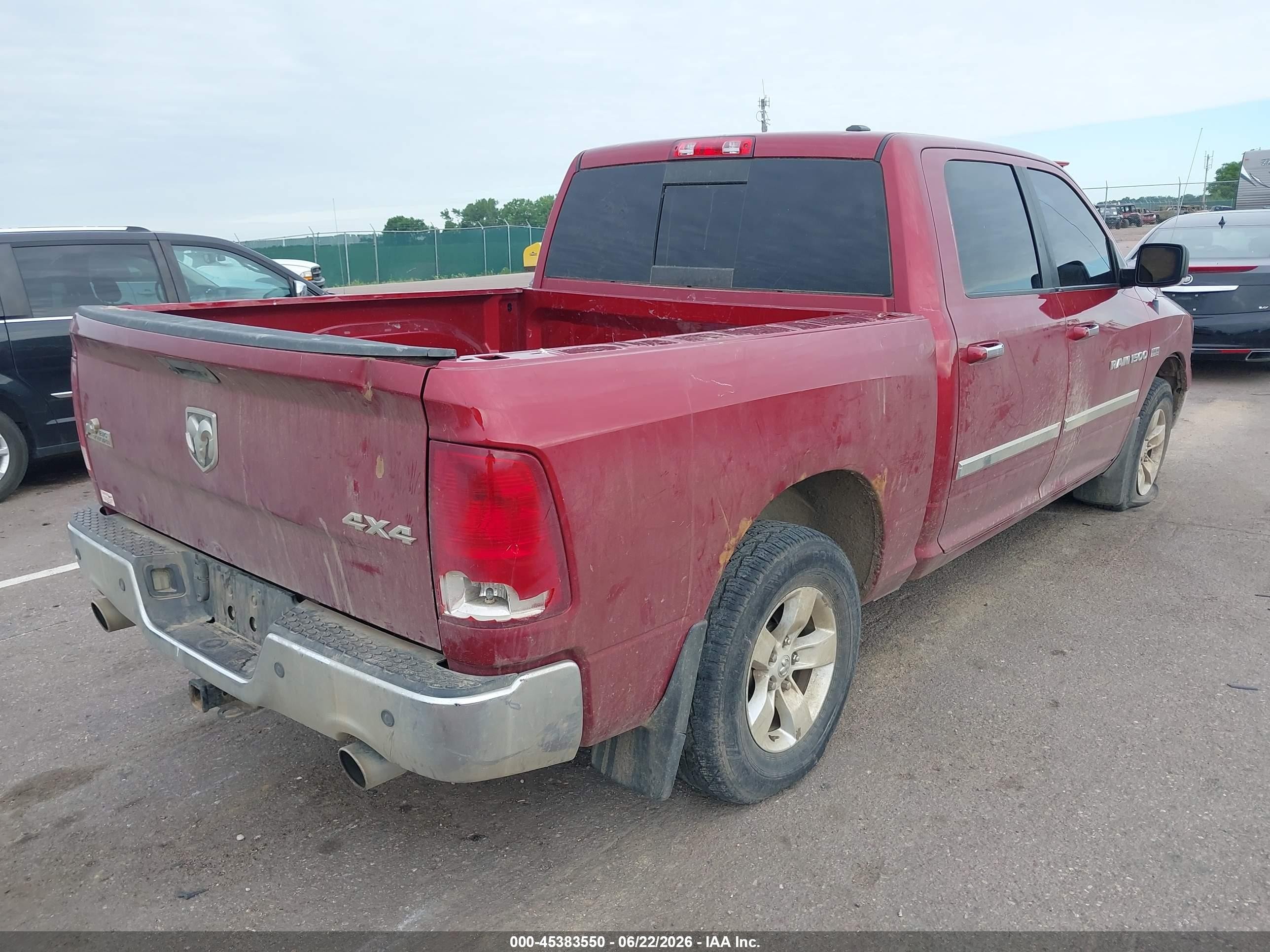 2012 Ram 1500 Slt Red vin: 1C6RD7LT6CS148695