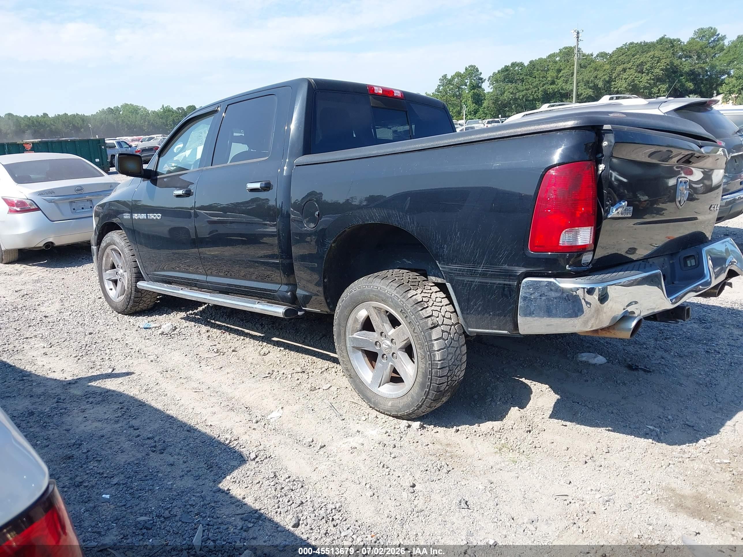 2012 Ram 1500 Big Horn Black vin: 1C6RD7LT8CS184453