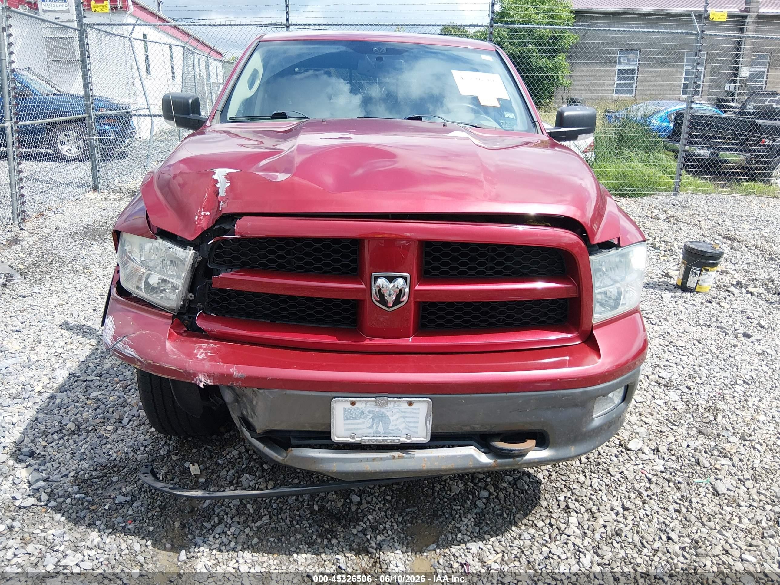 2012 Ram 1500 Slt Red vin: 1C6RD7LTXCS348009