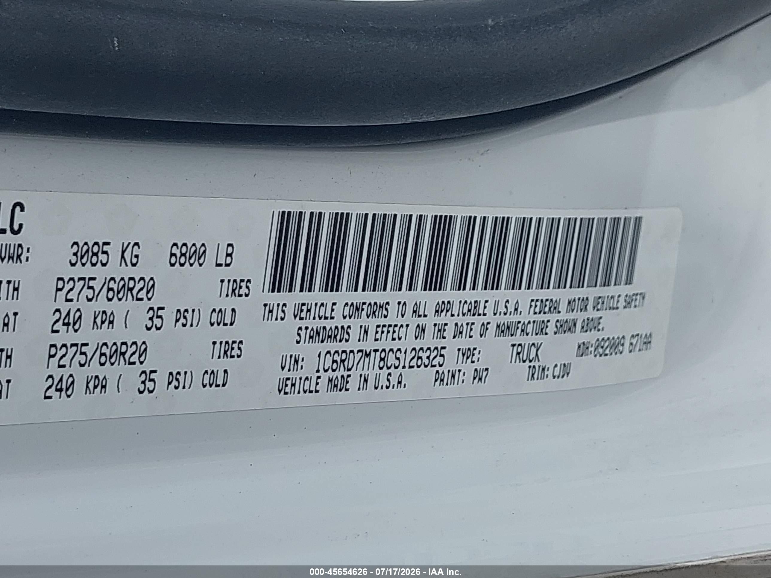 2012 Ram 1500 Sport White vin: 1C6RD7MT8CS126325