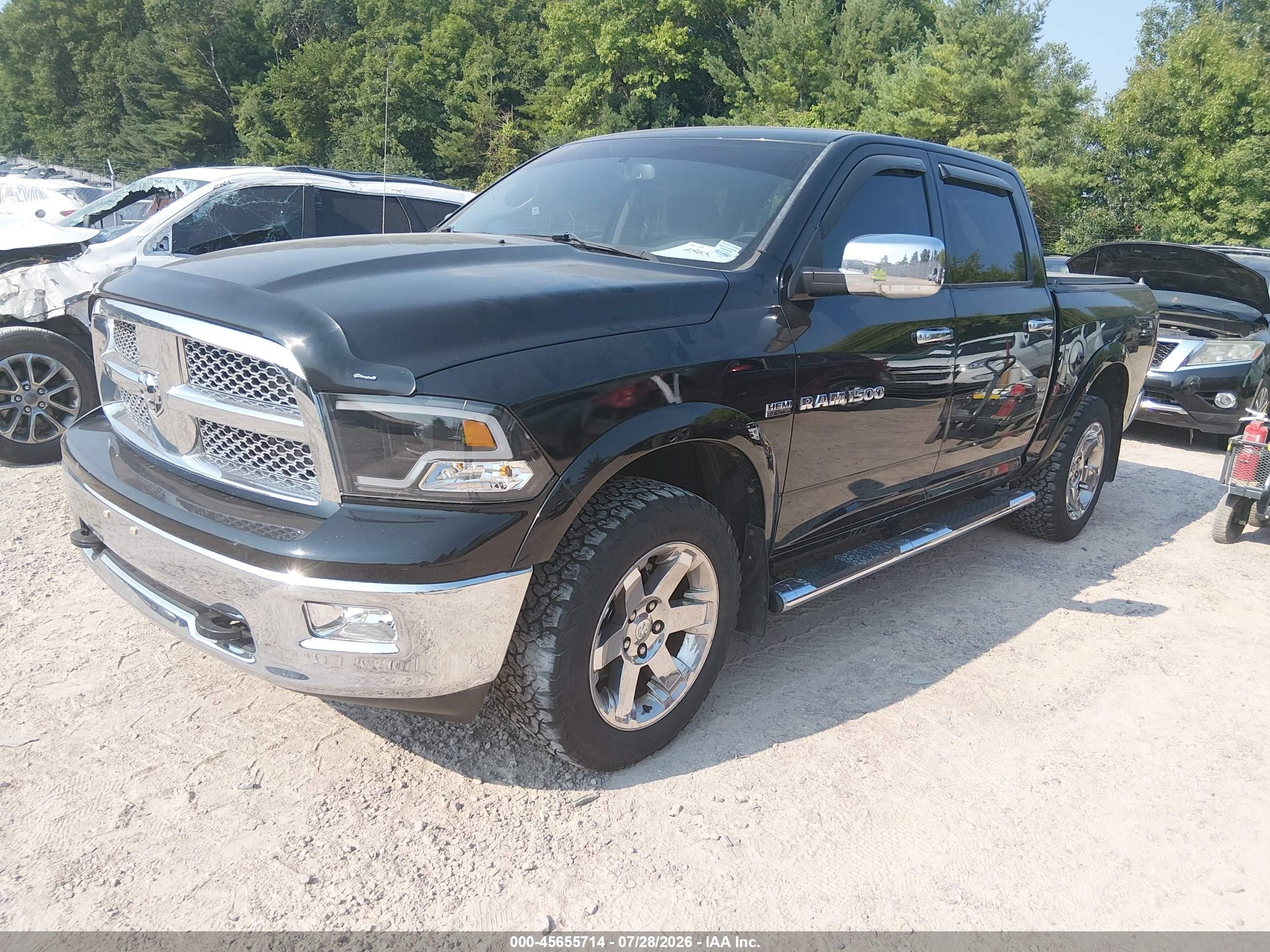 2012 Ram 1500 Laramie Черный vin: 1C6RD7NT3CS213614