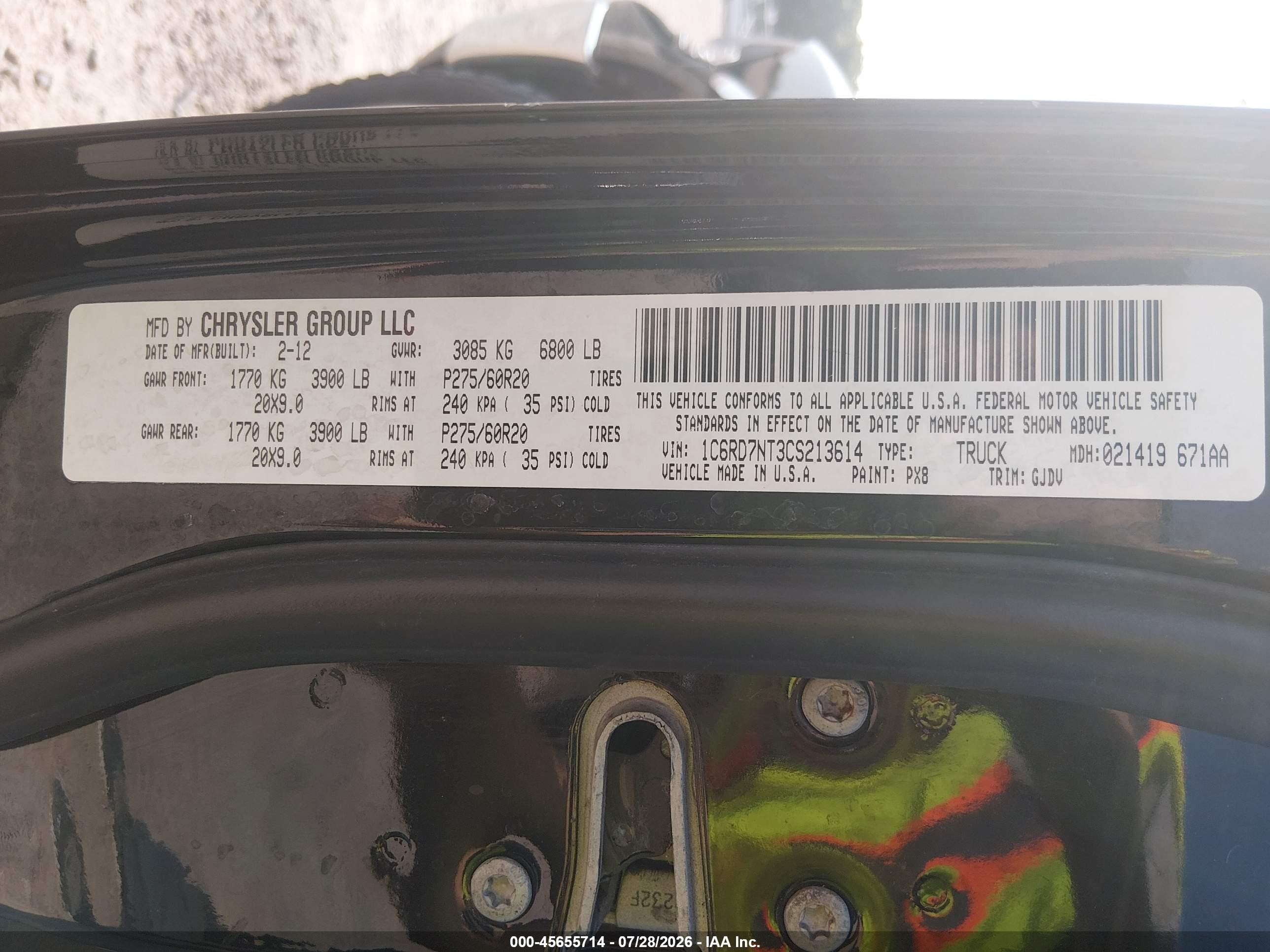 2012 Ram 1500 Laramie Черный vin: 1C6RD7NT3CS213614