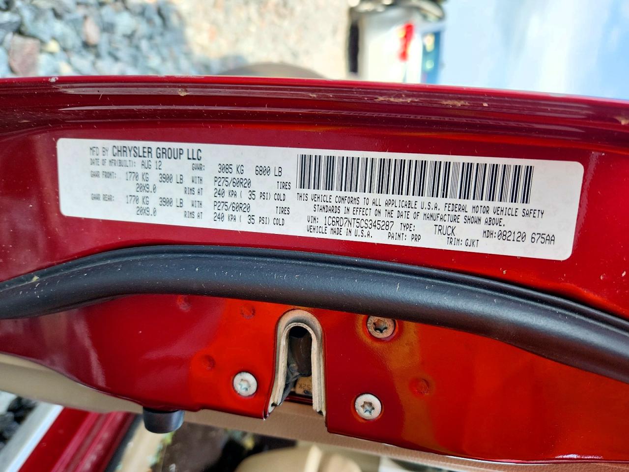 2012 Dodge Ram 1500 Laramie Red vin: 1C6RD7NT5CS345287