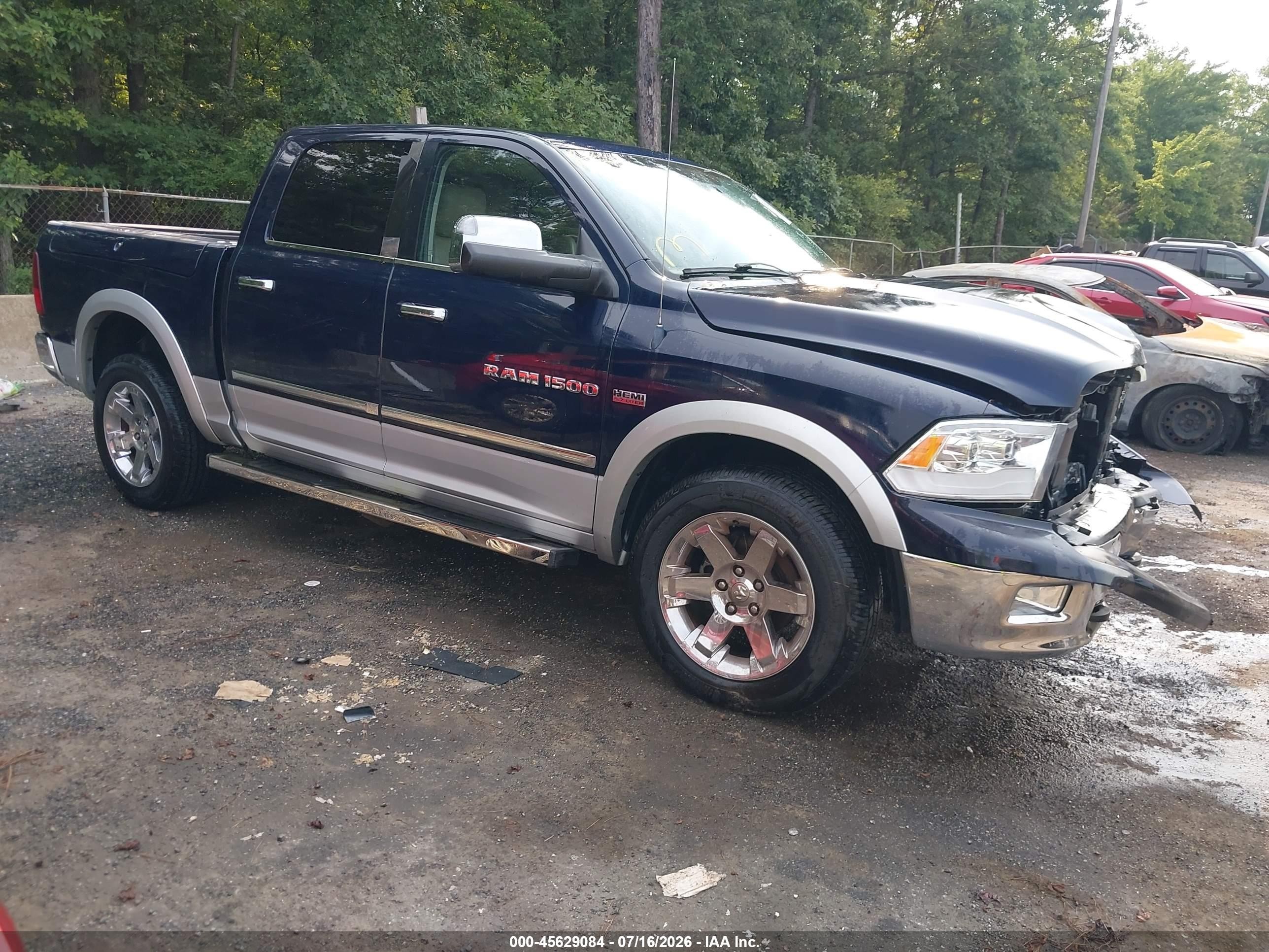 2012 Ram 1500 Laramie Blue vin: 1C6RD7NT6CS178776