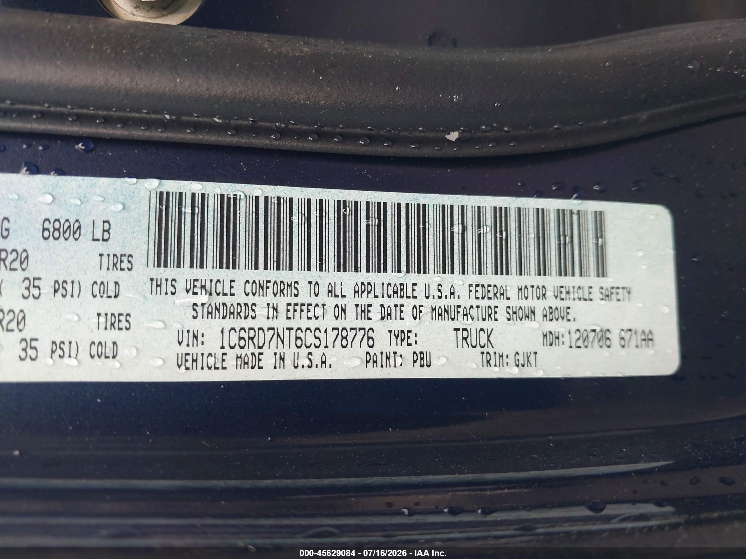 2012 Ram 1500 Laramie Синий vin: 1C6RD7NT6CS178776