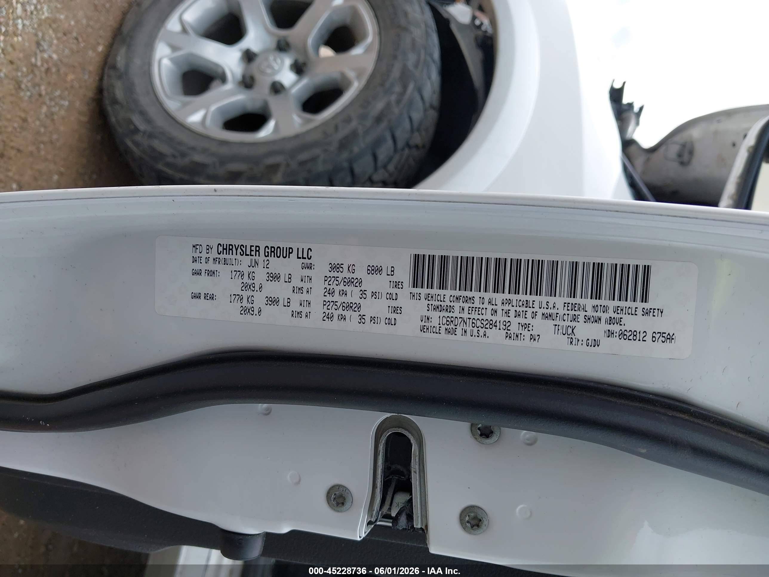 2012 Ram 1500 Laramie Белый vin: 1C6RD7NT6CS284192