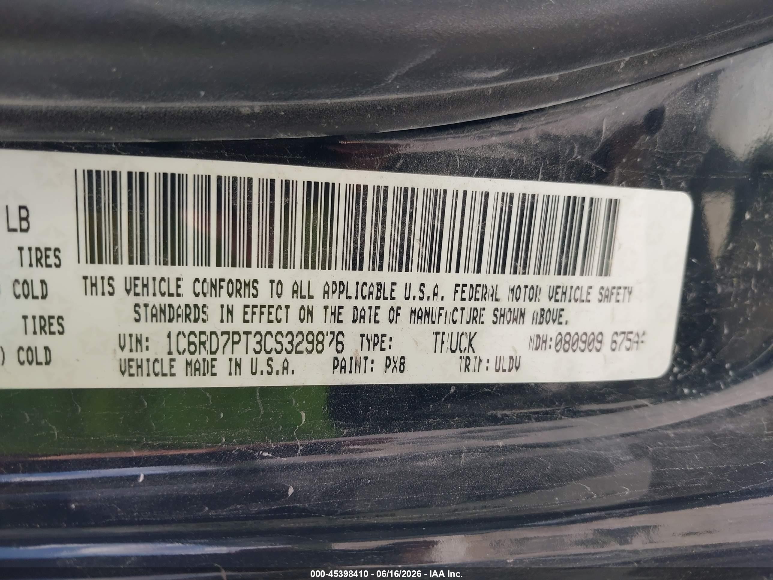 2012 Ram 1500 Laramie Limited Edition Черный vin: 1C6RD7PT3CS329876
