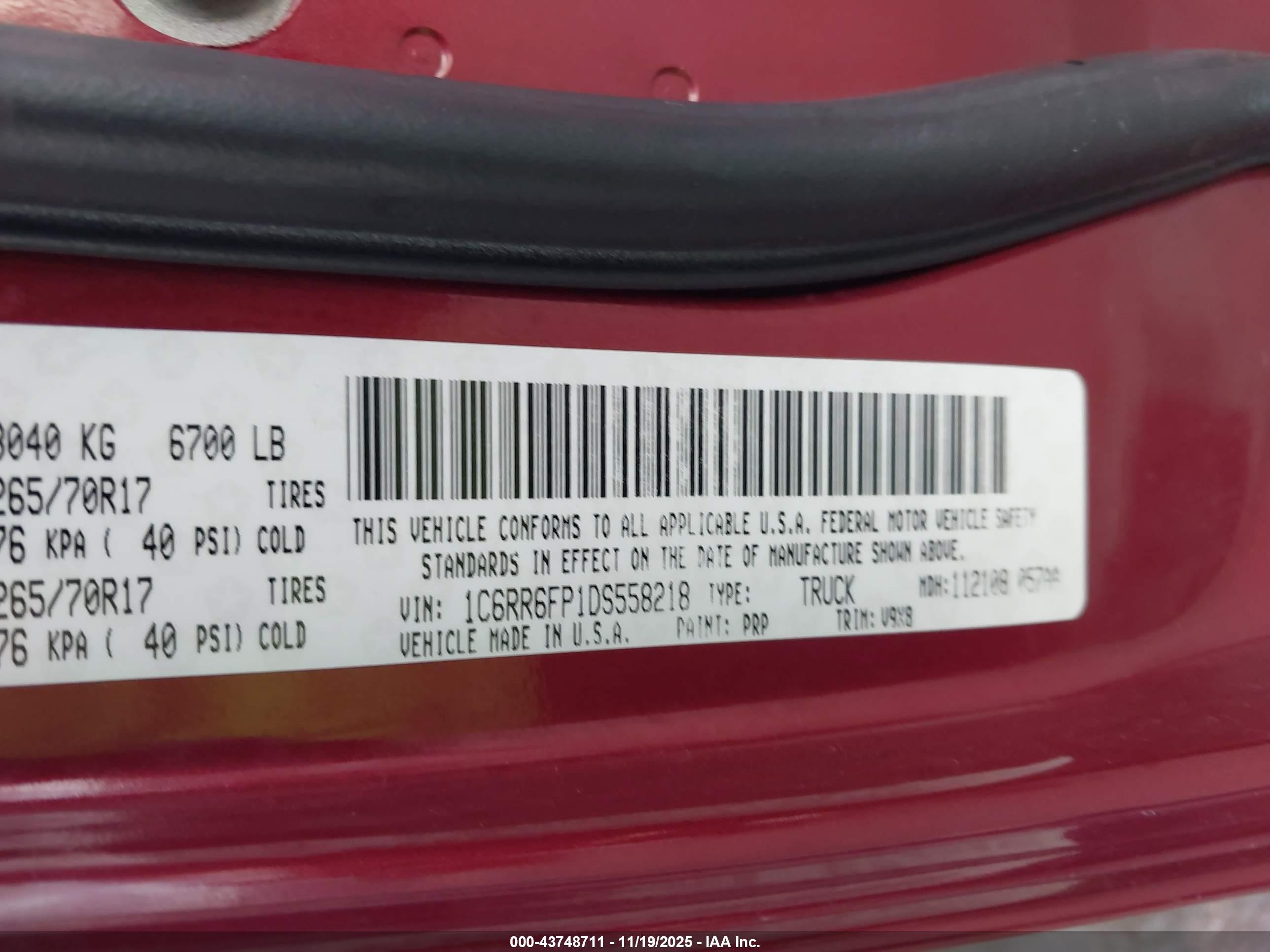 2013 Ram 1500 Tradesman Красный vin: 1C6RR6FP1DS558218