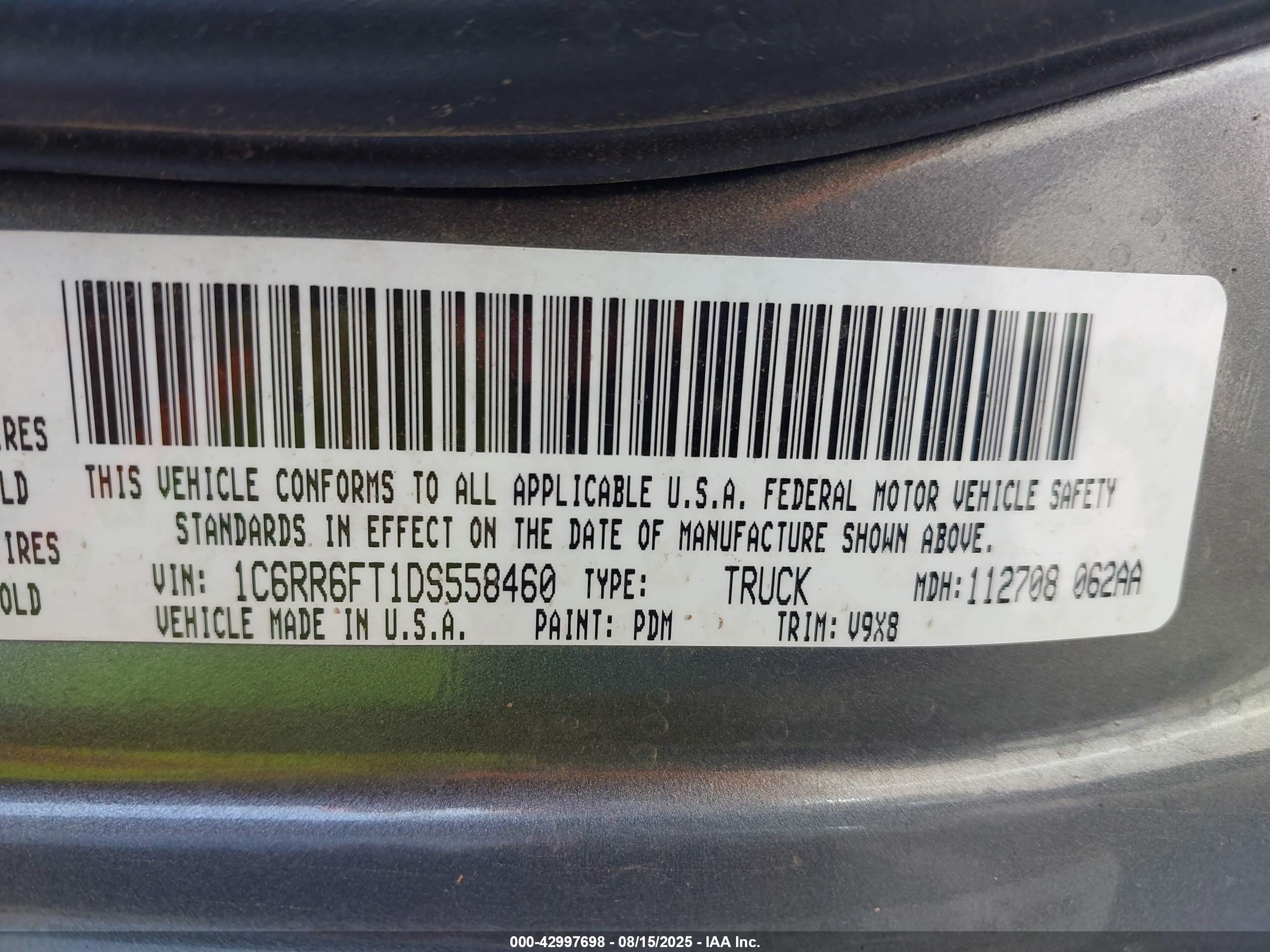 2013 Ram 1500 Tradesman Gray vin: 1C6RR6FT1DS558460