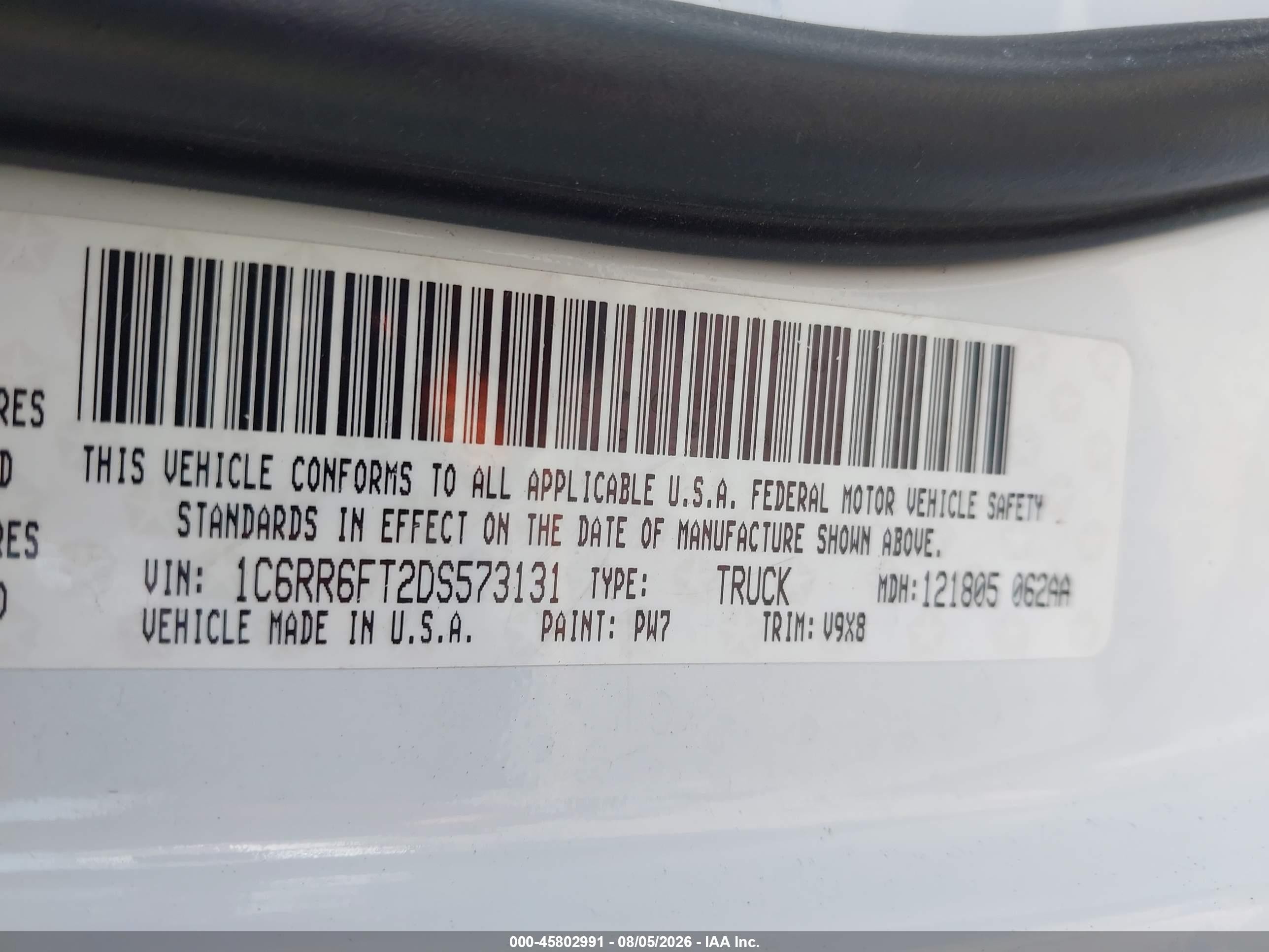 2013 Ram 1500 Express White vin: 1C6RR6FT2DS573131