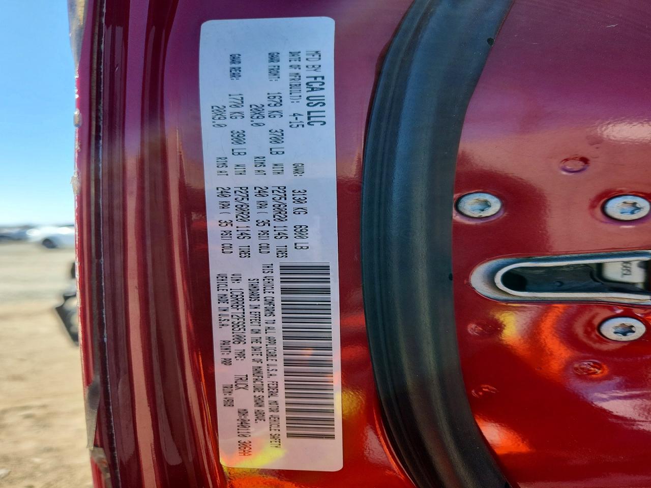 2015 Ram 1500 St Burgundy vin: 1C6RR6FT2FS651006