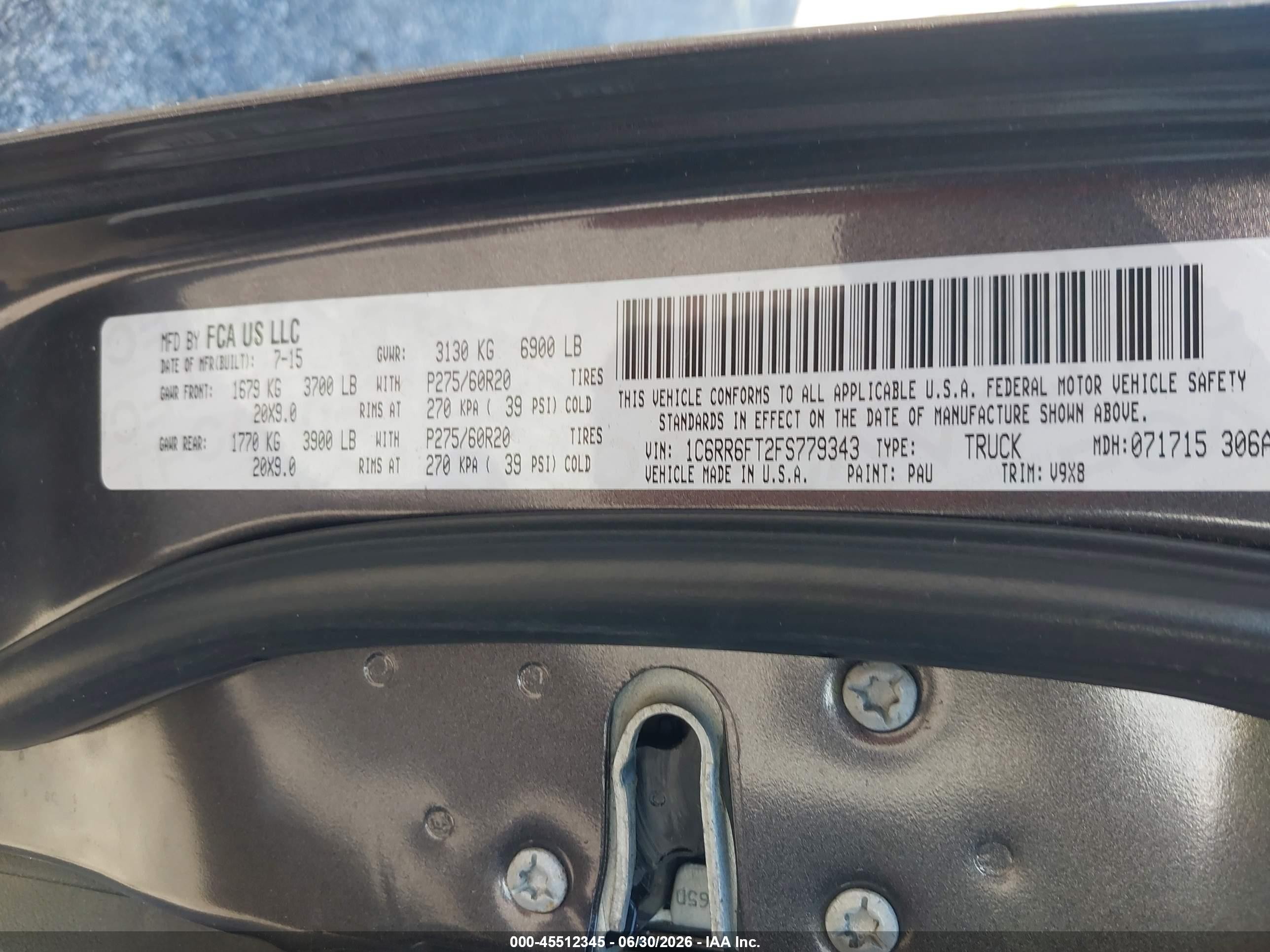 2015 Ram 1500 Express Серый vin: 1C6RR6FT2FS779343