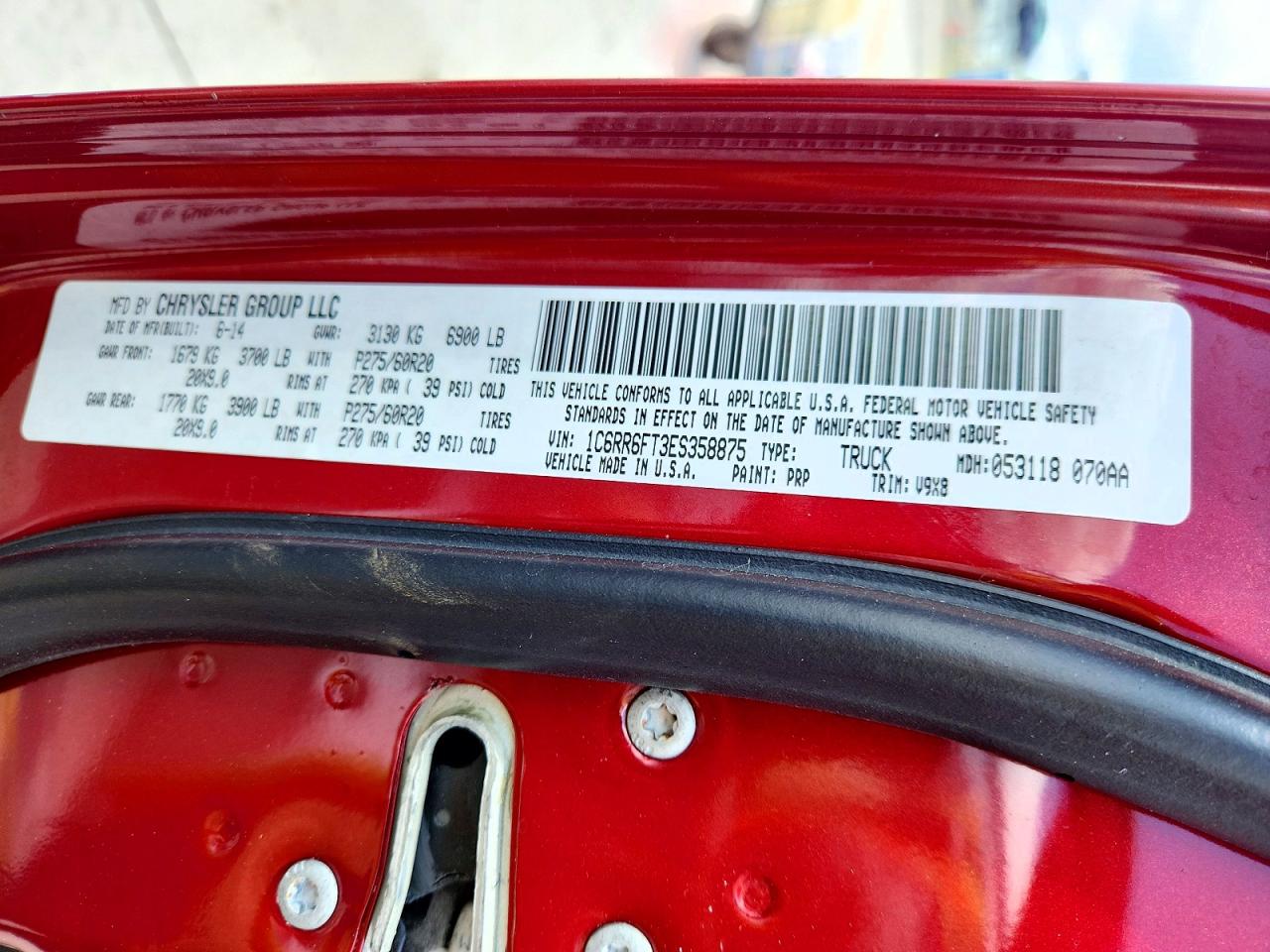 2014 Ram 1500 St Red vin: 1C6RR6FT3ES358875