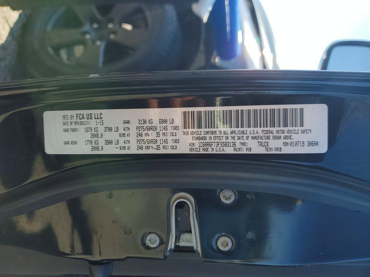 2015 Ram 1500 St Black vin: 1C6RR6FT3FS583136