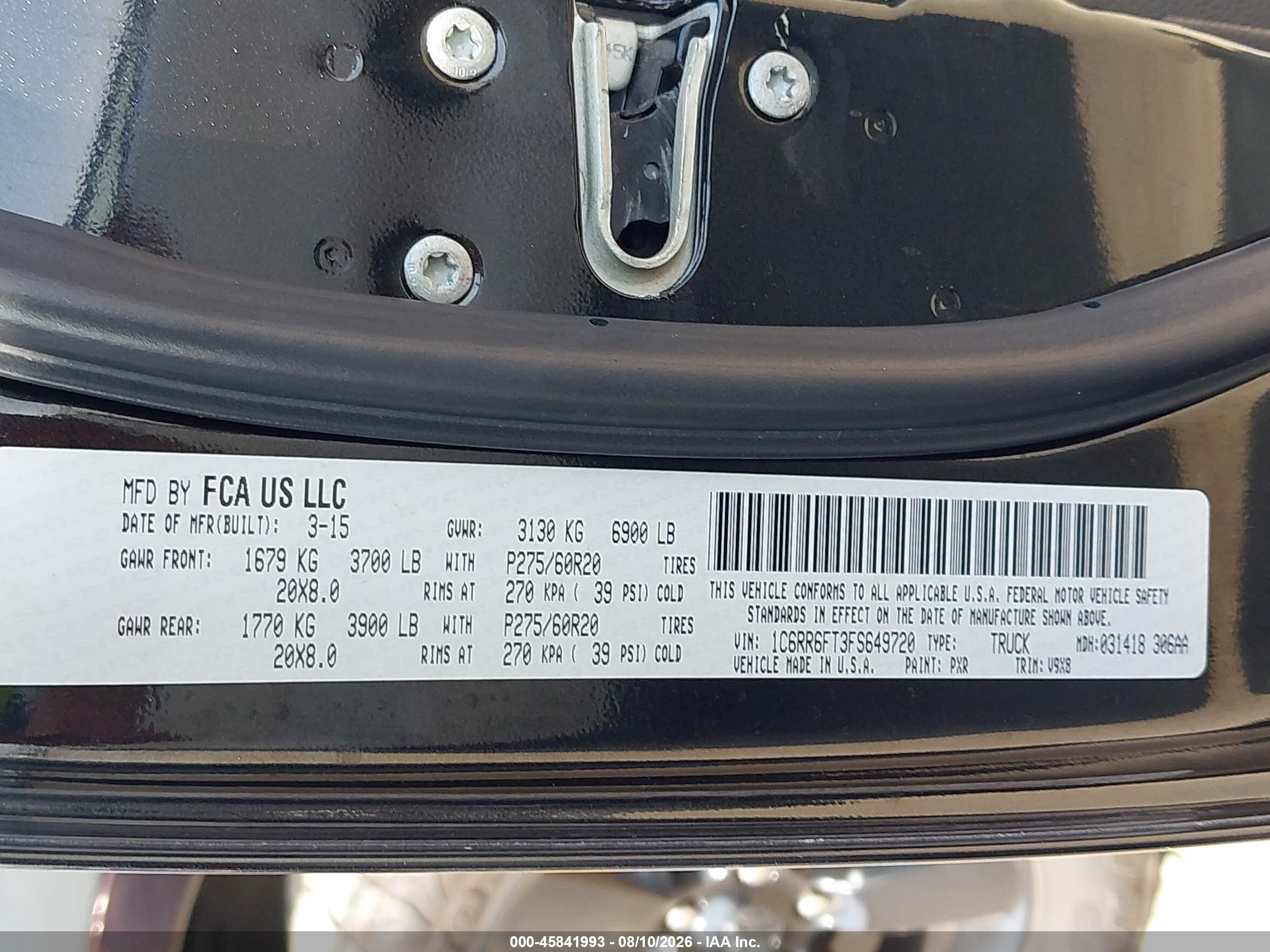 2015 Ram 1500 Express Черный vin: 1C6RR6FT3FS649720