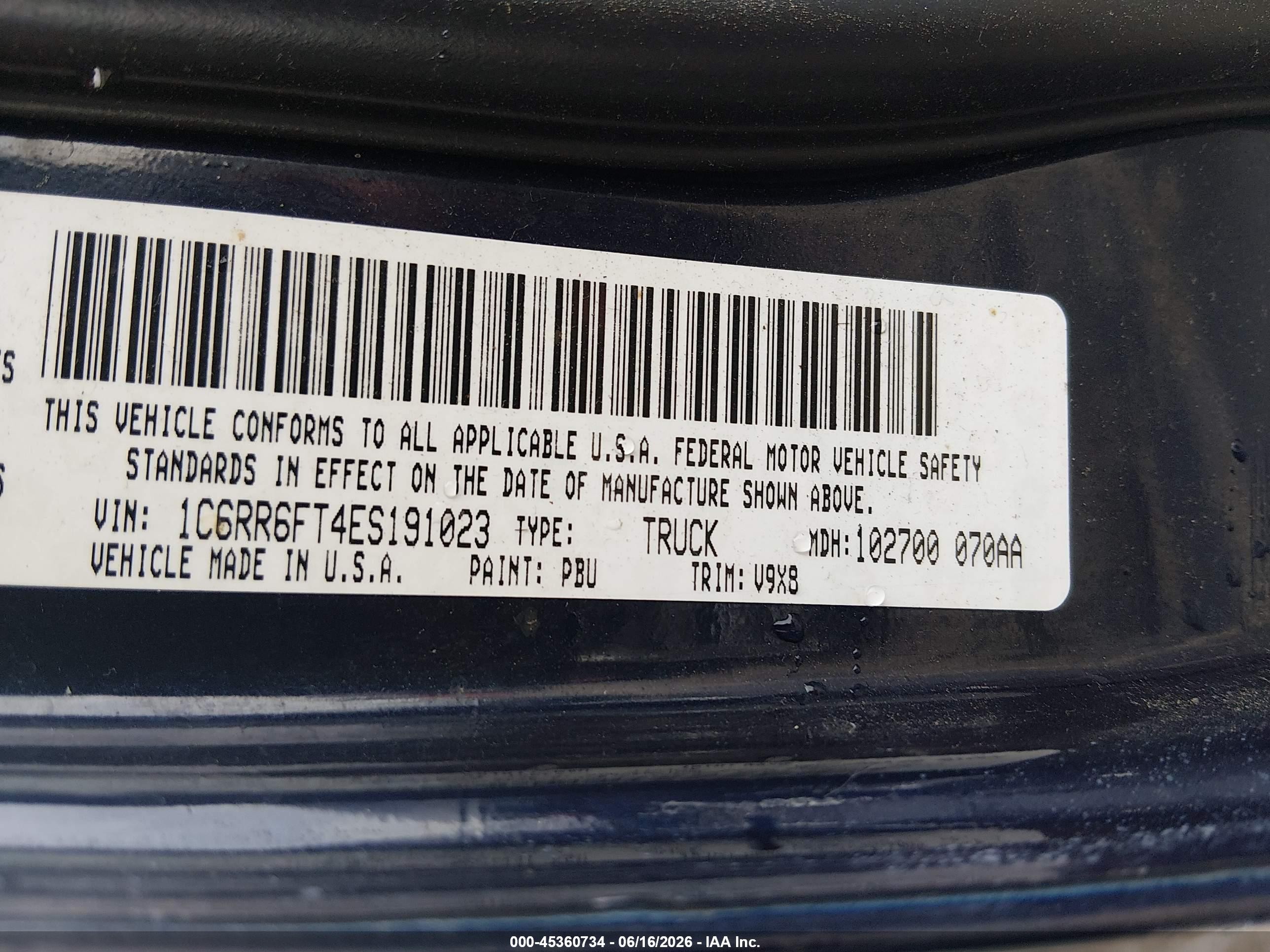 2014 Ram 1500 Express Blue vin: 1C6RR6FT4ES191023