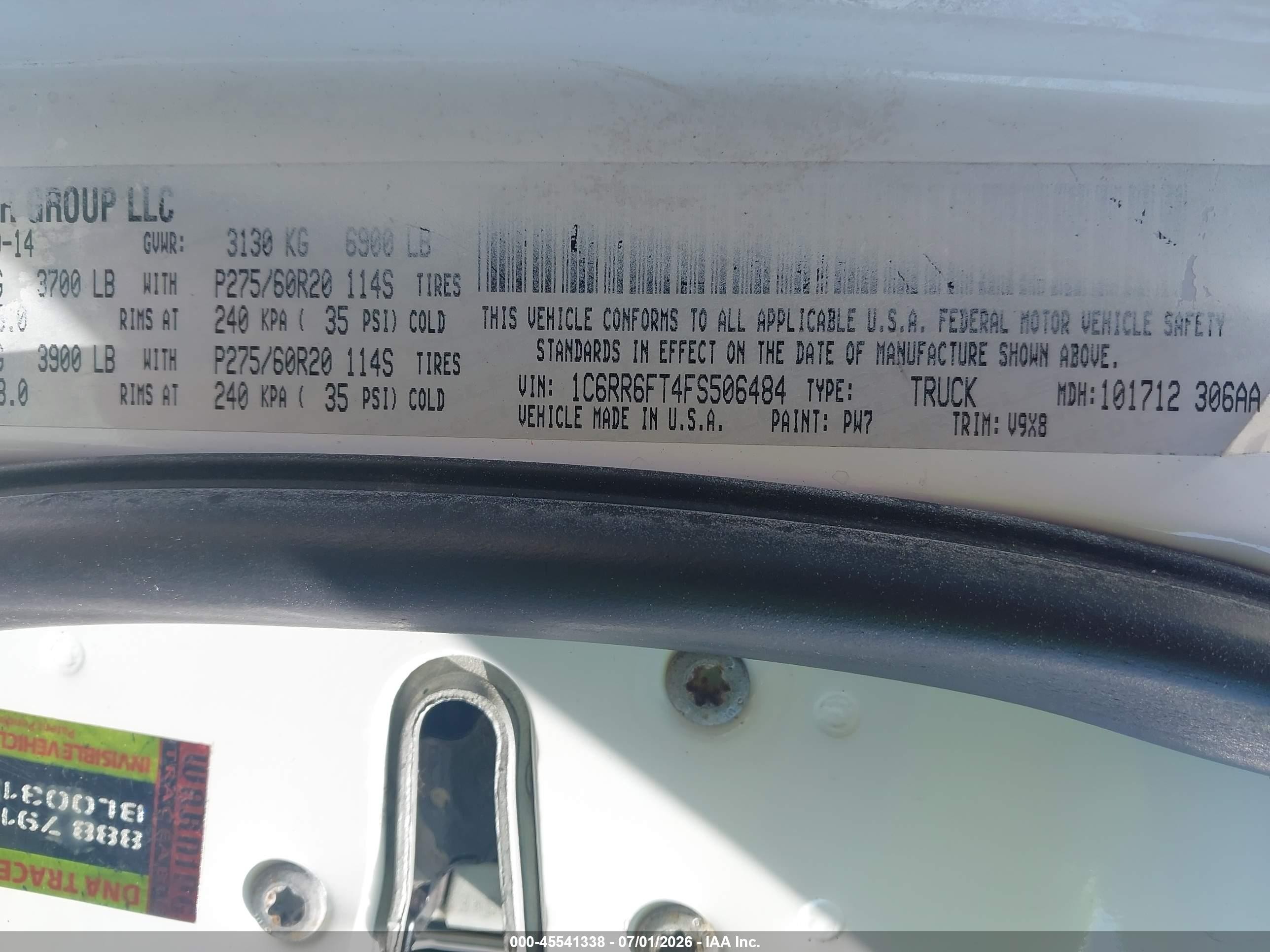 2015 Ram 1500 Express White vin: 1C6RR6FT4FS506484