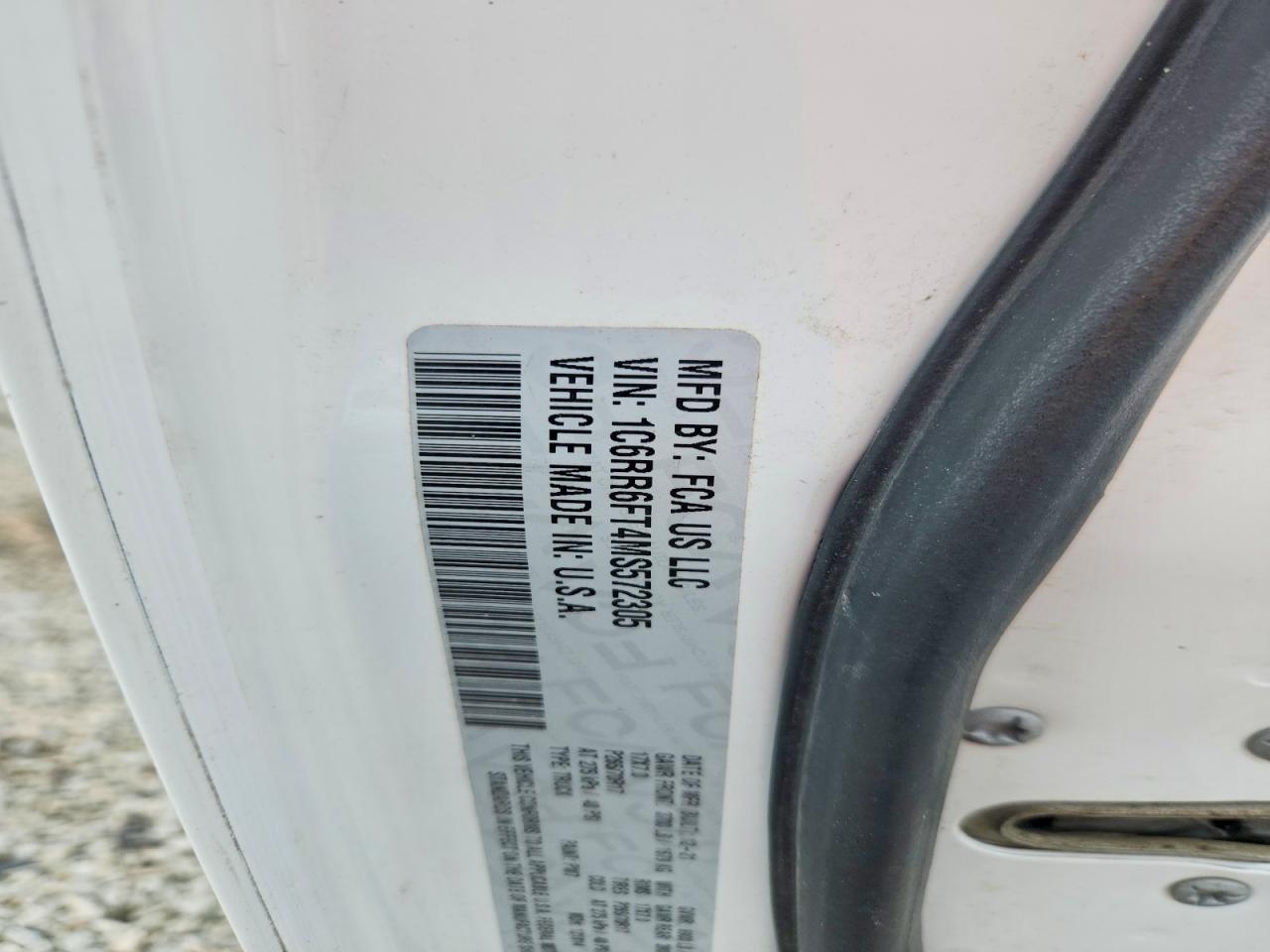 2021 Ram 1500 Classic Tradesman White vin: 1C6RR6FT4MS572305