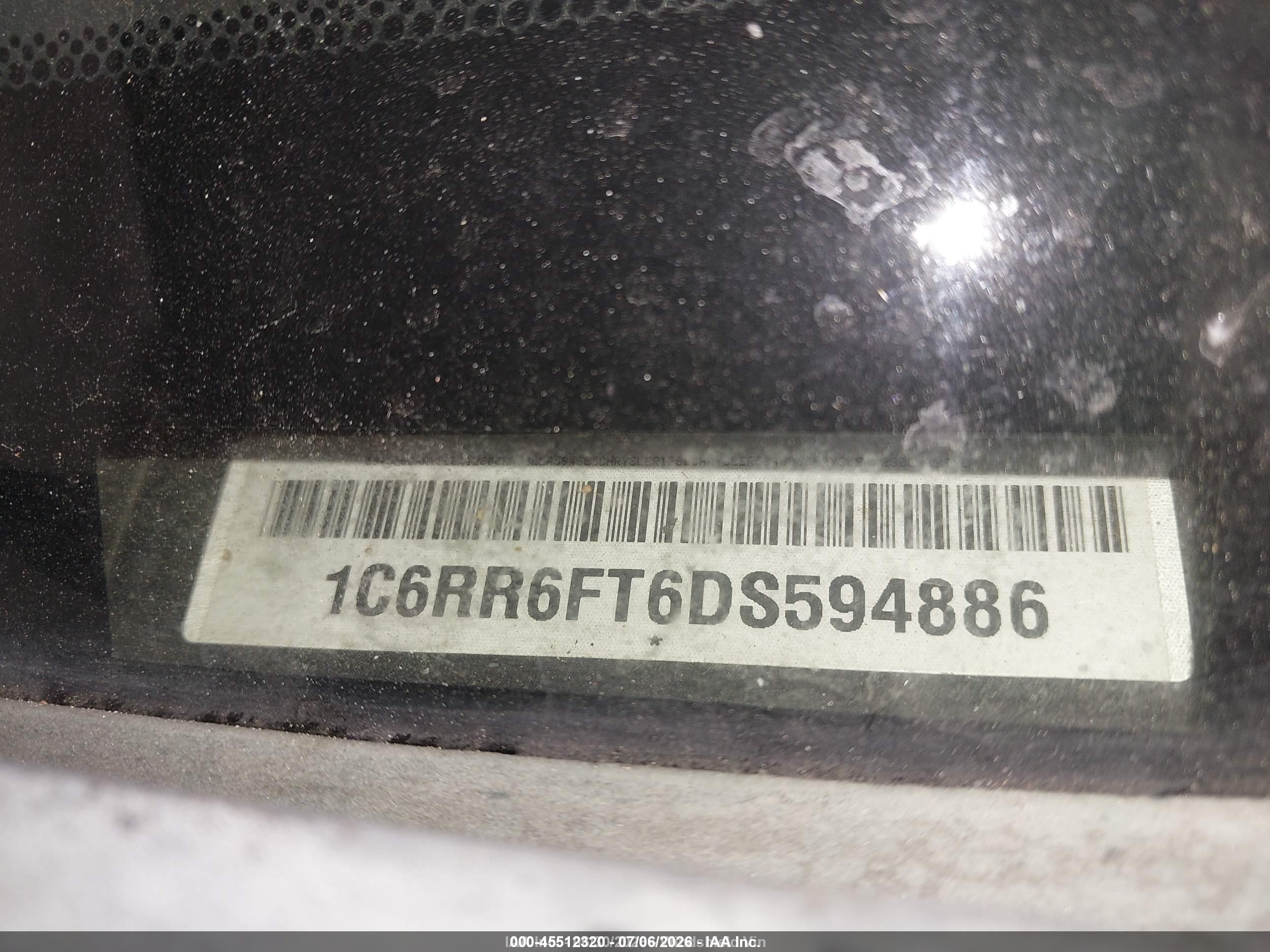 2013 Ram 1500 Express Black vin: 1C6RR6FT6DS594886