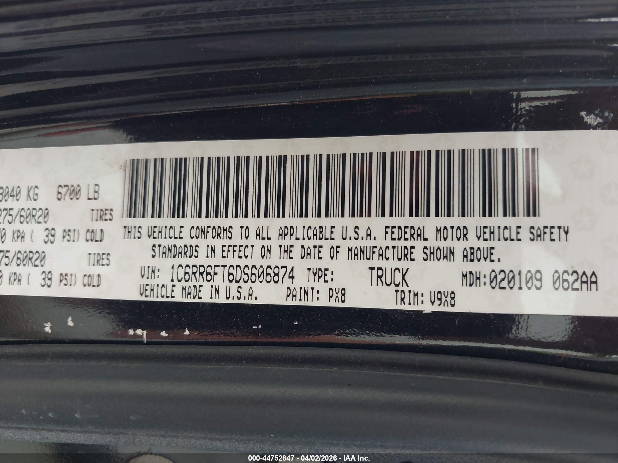 2013 Ram 1500 Express Black vin: 1C6RR6FT6DS606874